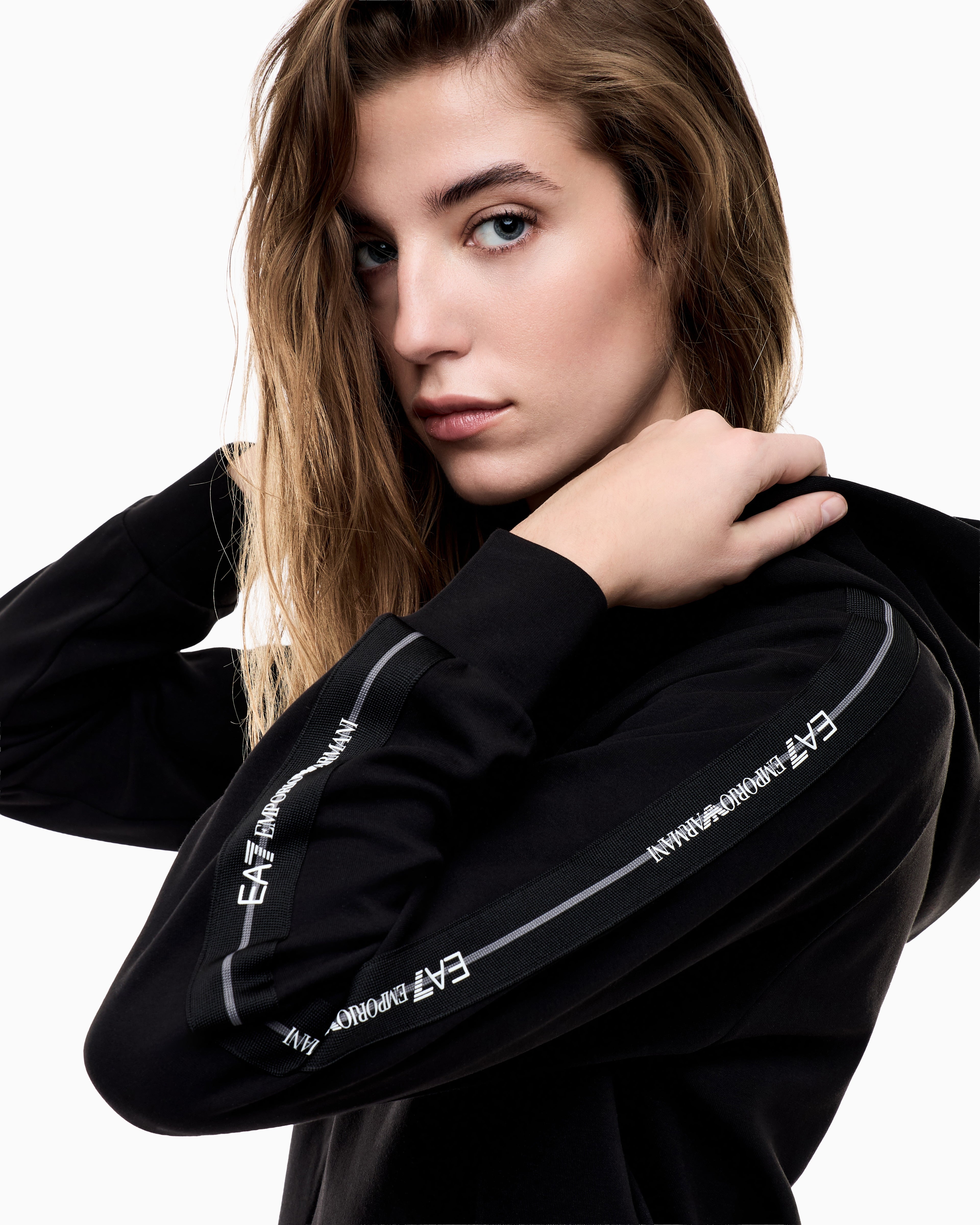 EA7 Logo Series cotton-jersey hooded sweatshirt