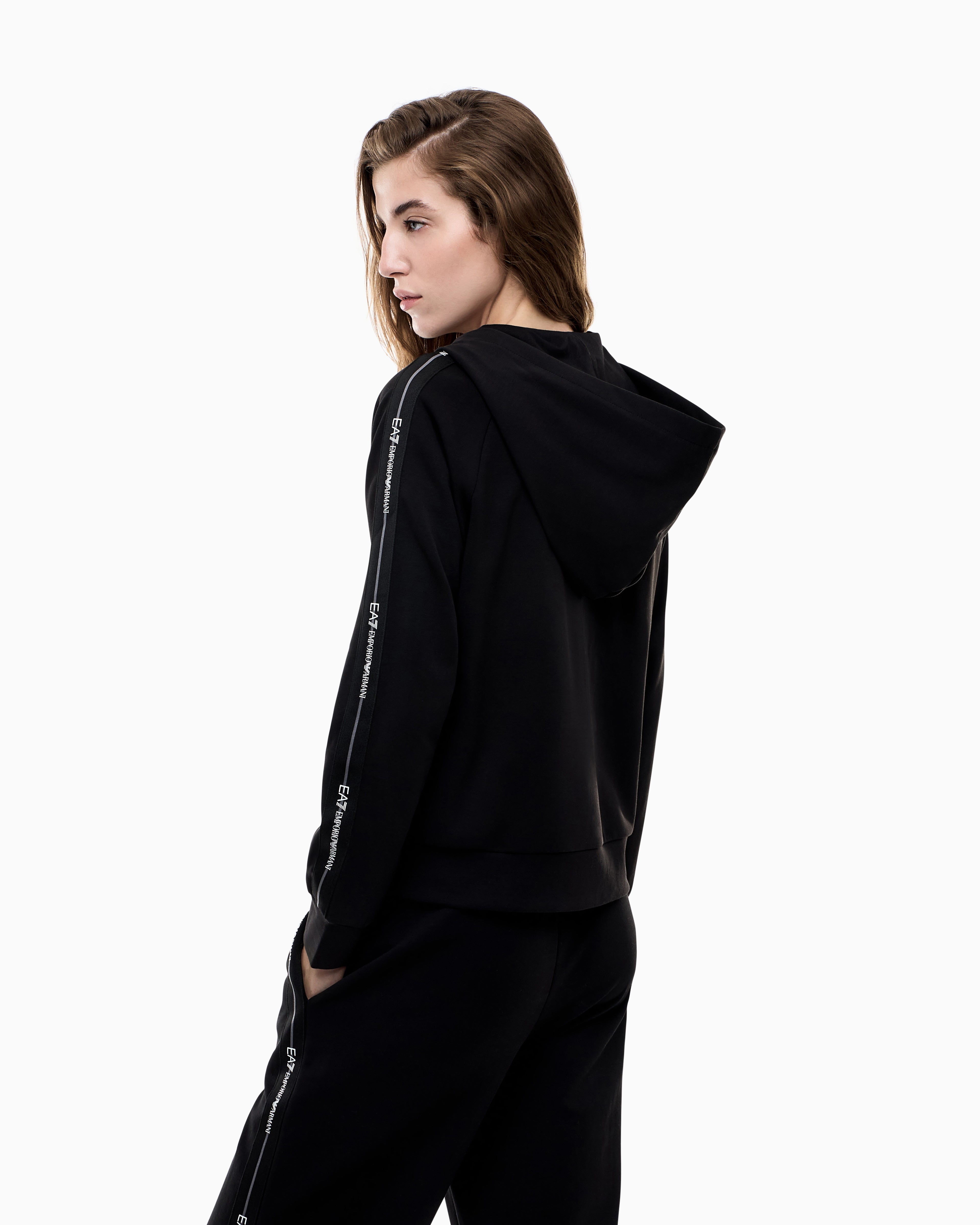 EA7 Logo Series cotton-jersey hooded sweatshirt