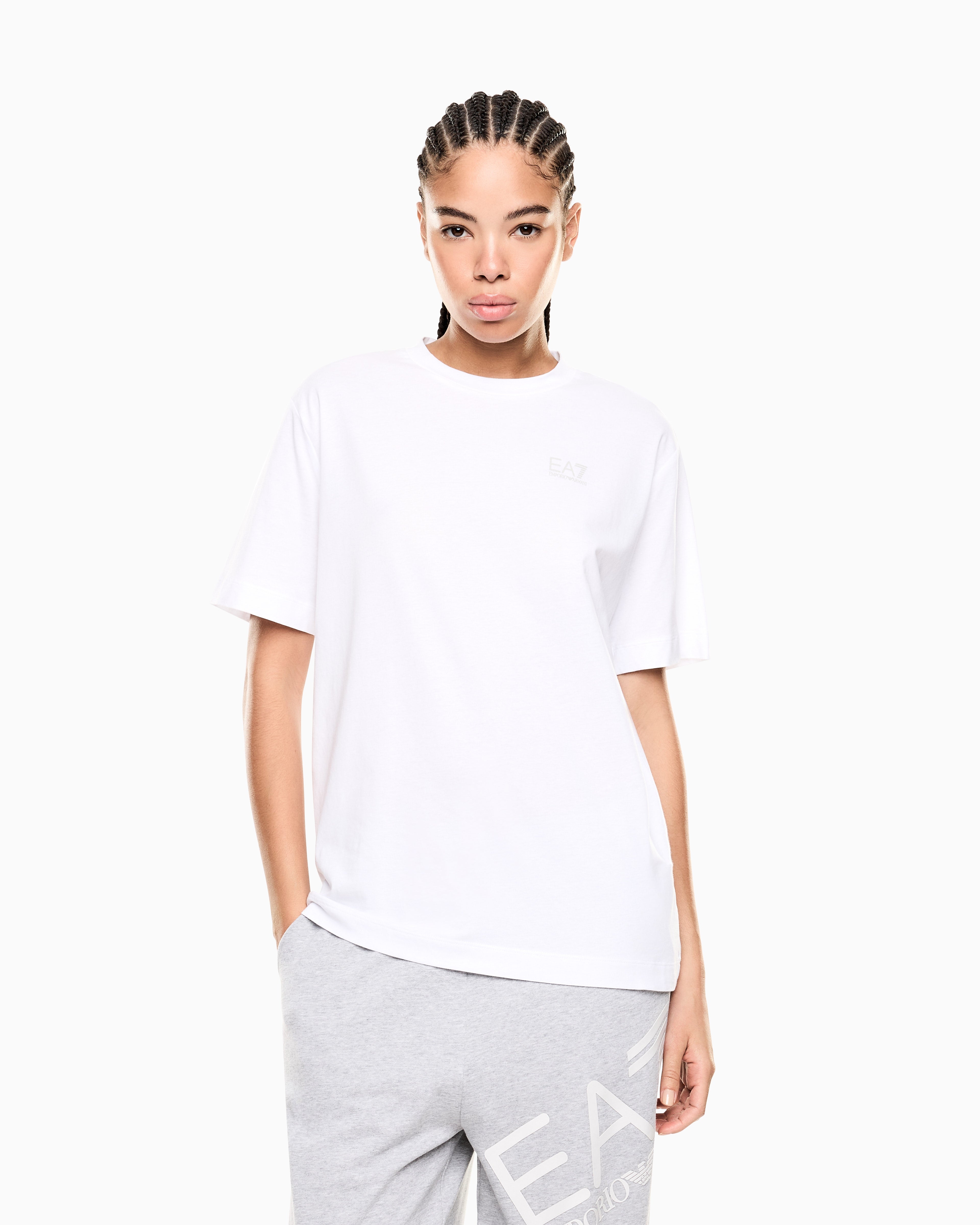 EA7 Oversized Logo Series cotton jersey T-shirt with logo