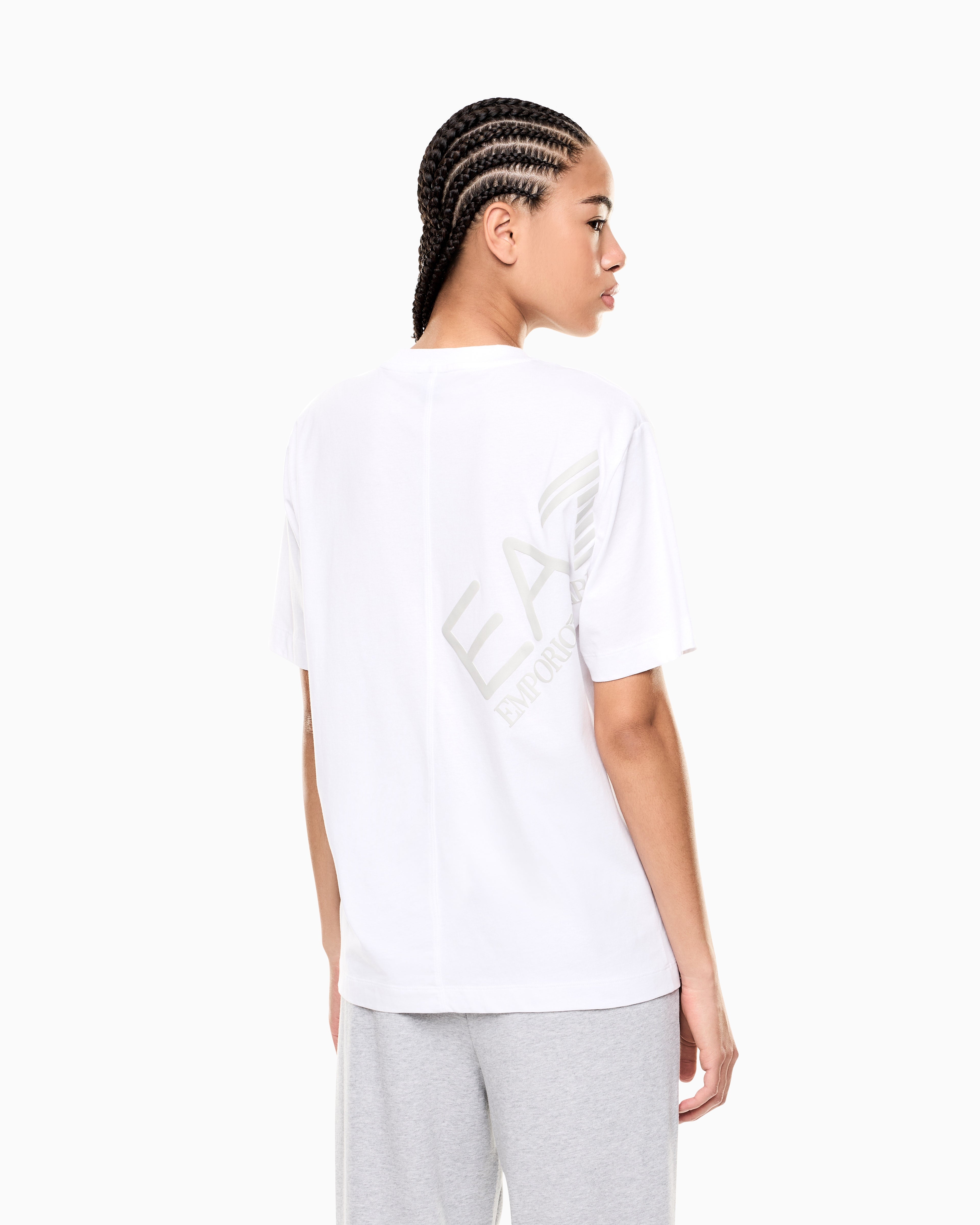 EA7 Oversized Logo Series cotton jersey T-shirt with logo