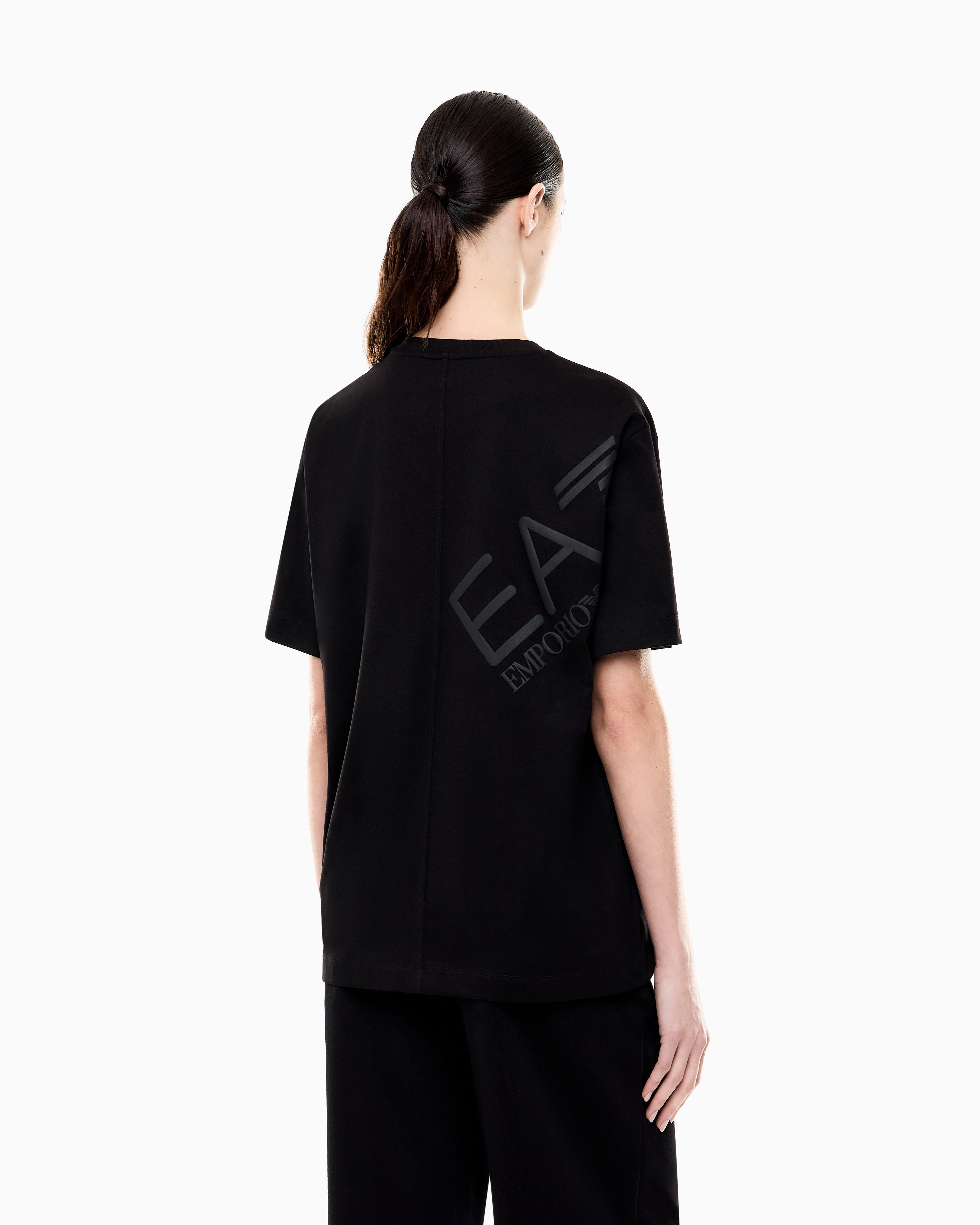 EA7 Oversized Logo Series cotton jersey T-shirt with logo