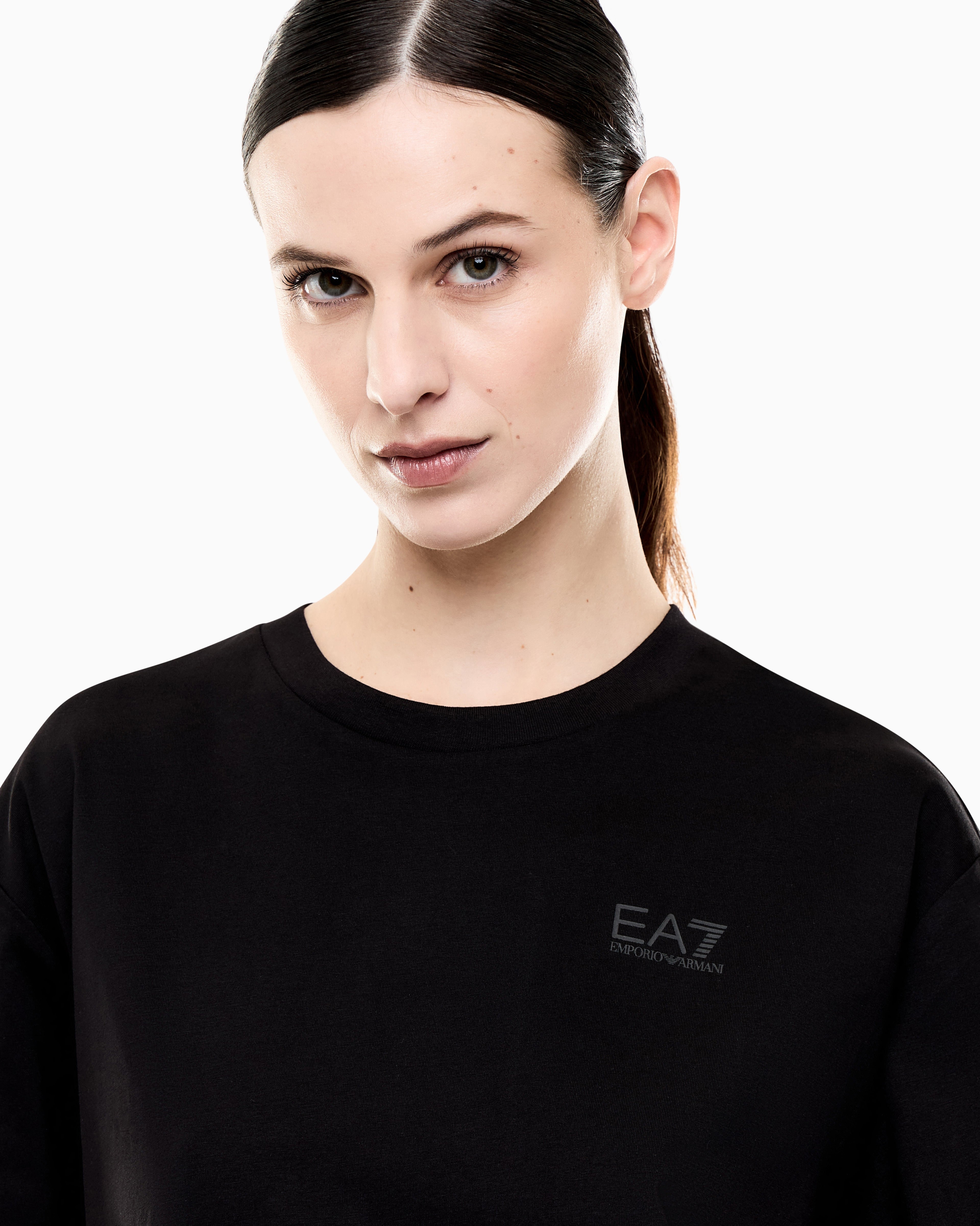 EA7 Oversized Logo Series cotton jersey T-shirt with logo