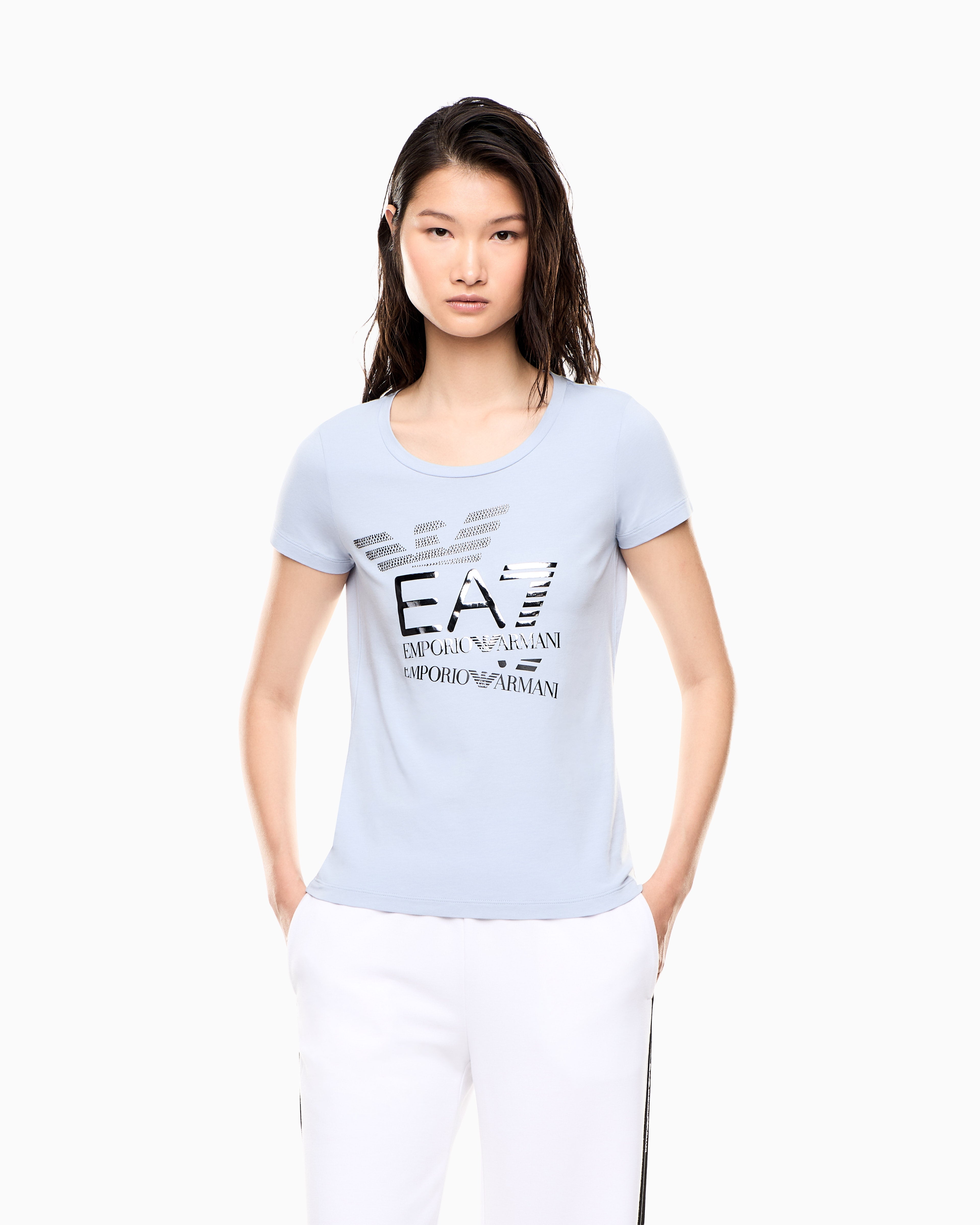 EA7 Logo Series stretch-jersey T-shirt