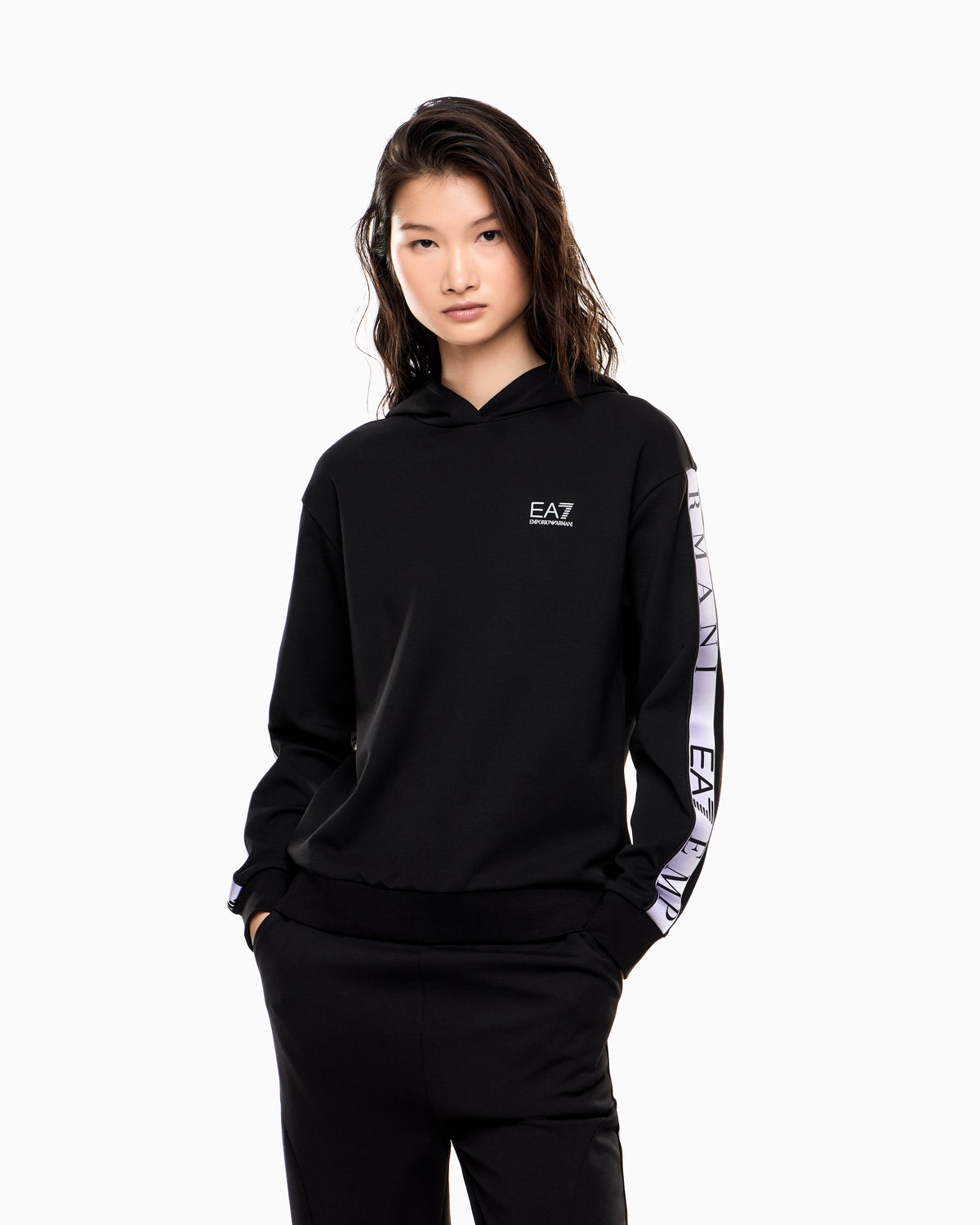 EA7 Dynamic Athlete hooded sweatshirt in Natural VENTUS7 technical fabric