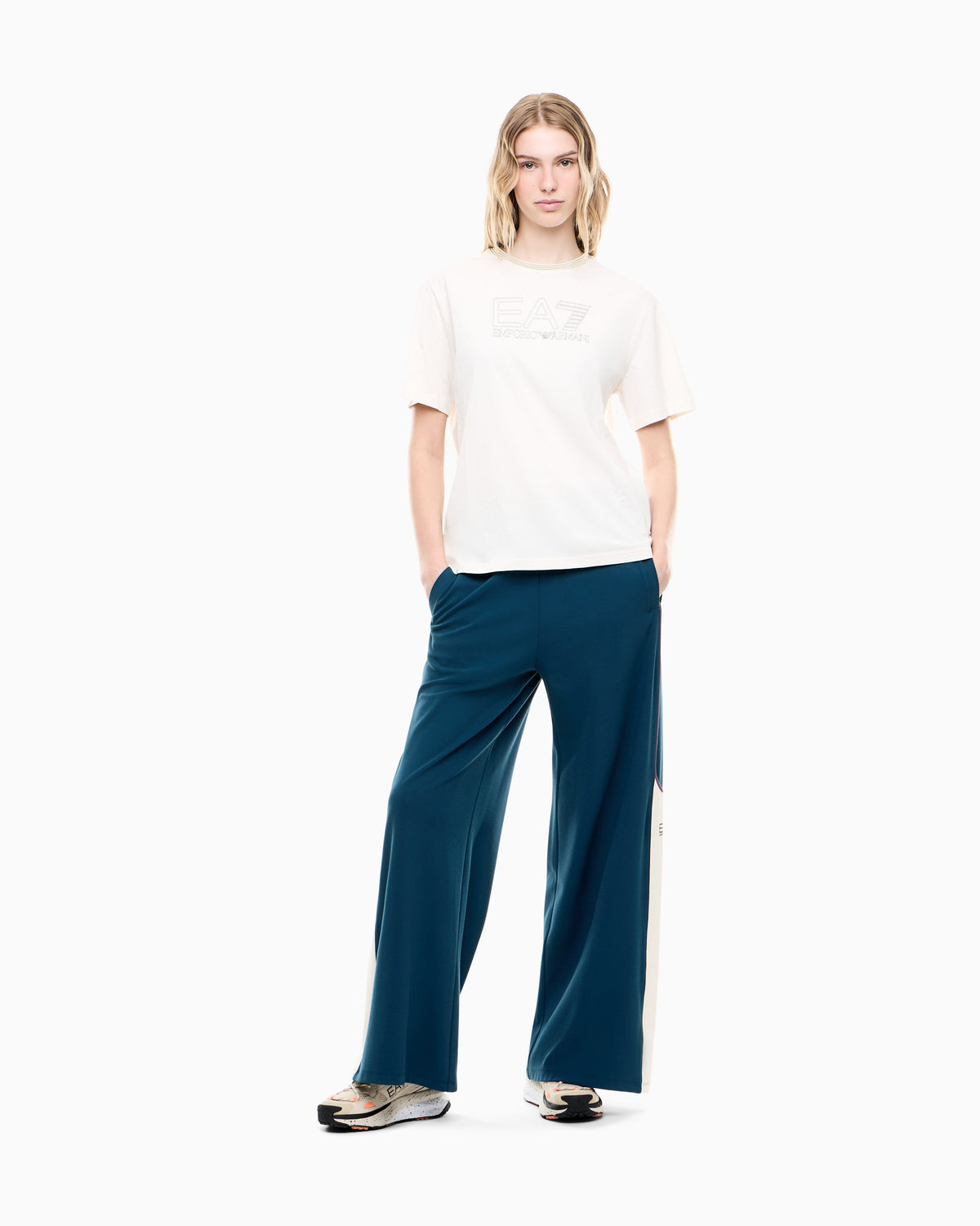 EA7 Oversized jersey trousers Sporting Club in stretch viscose