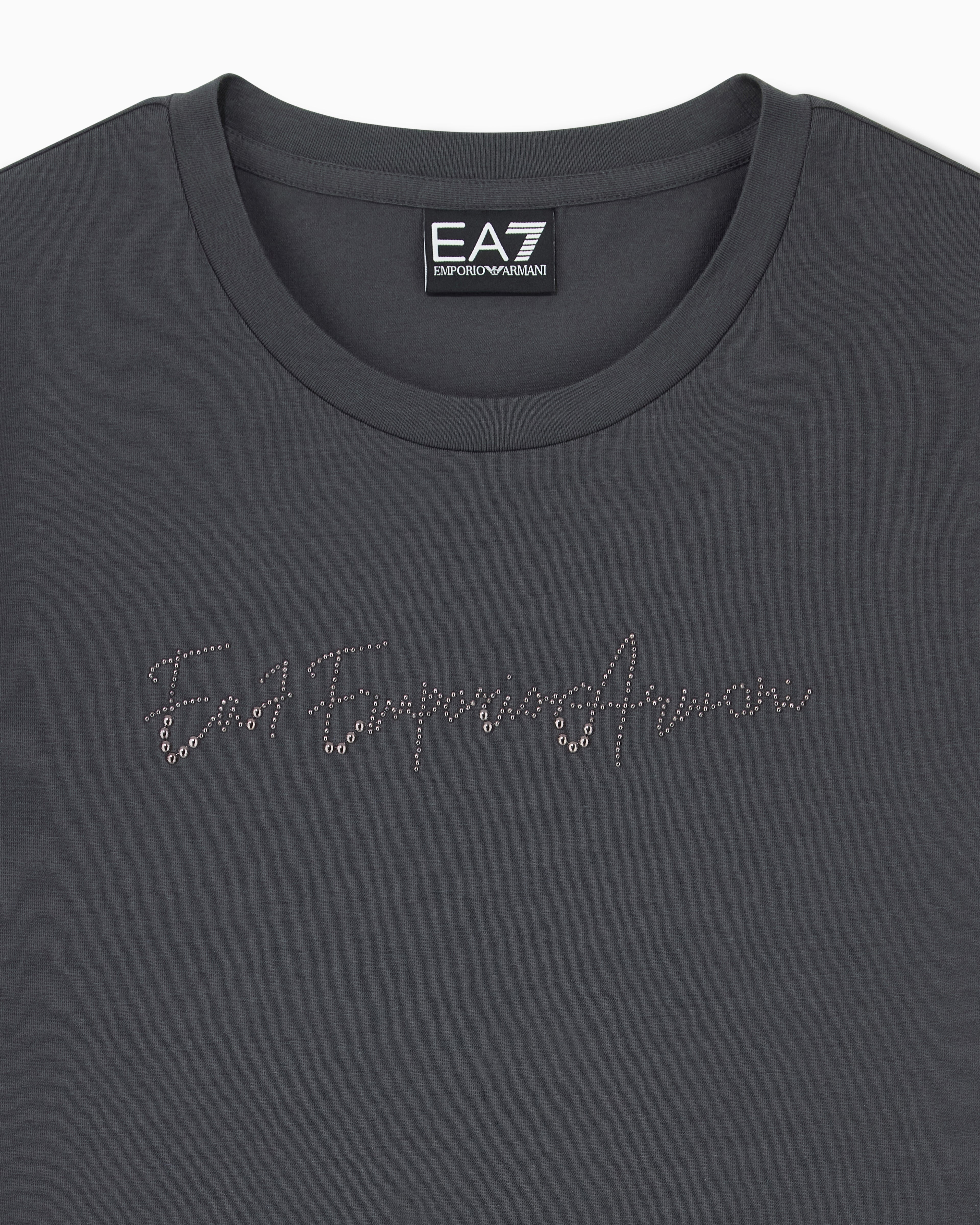 EA7 Slim-fit t-shirt Logo Series in cotton jersey with studs