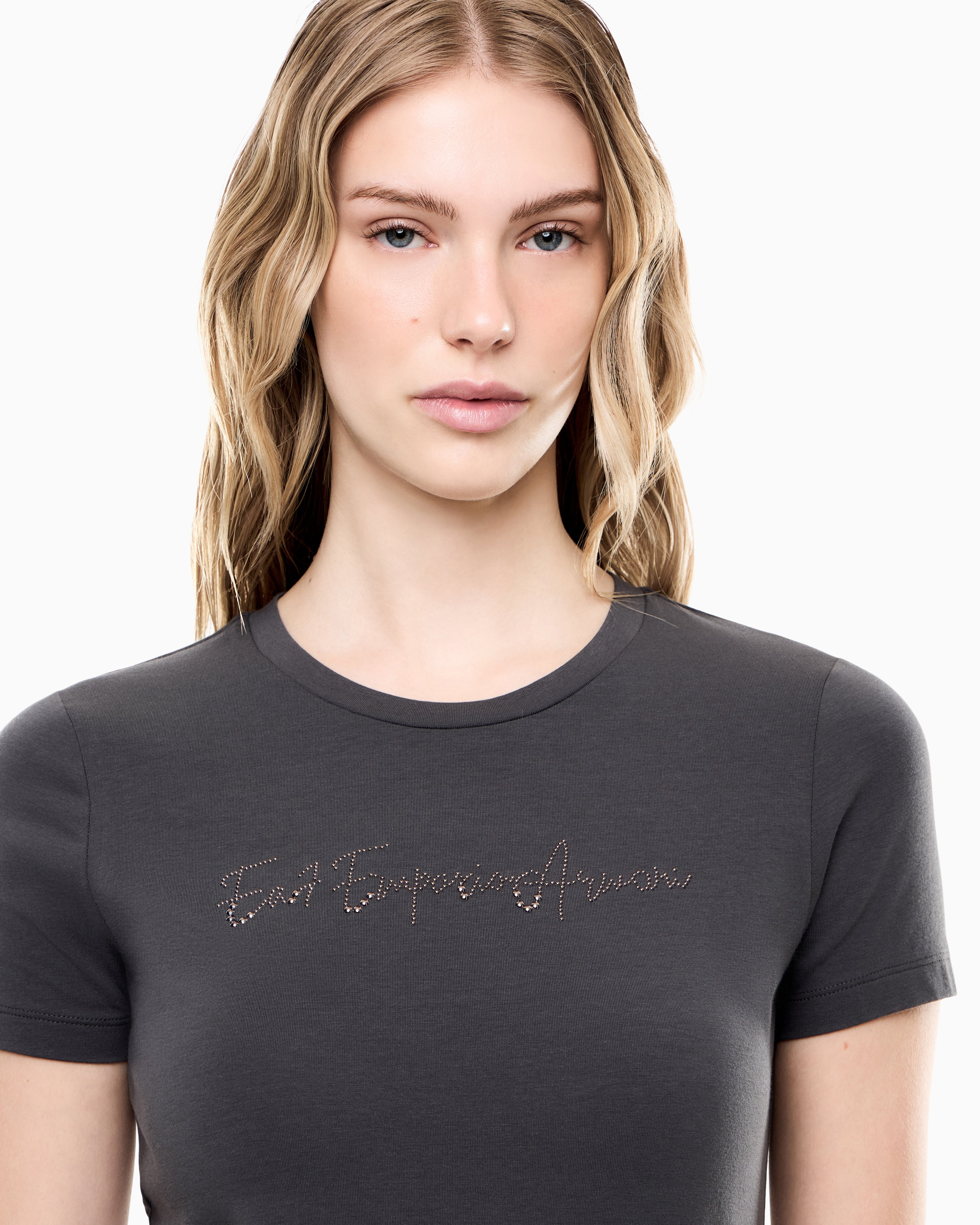 EA7 Slim-fit t-shirt Logo Series in cotton jersey with studs