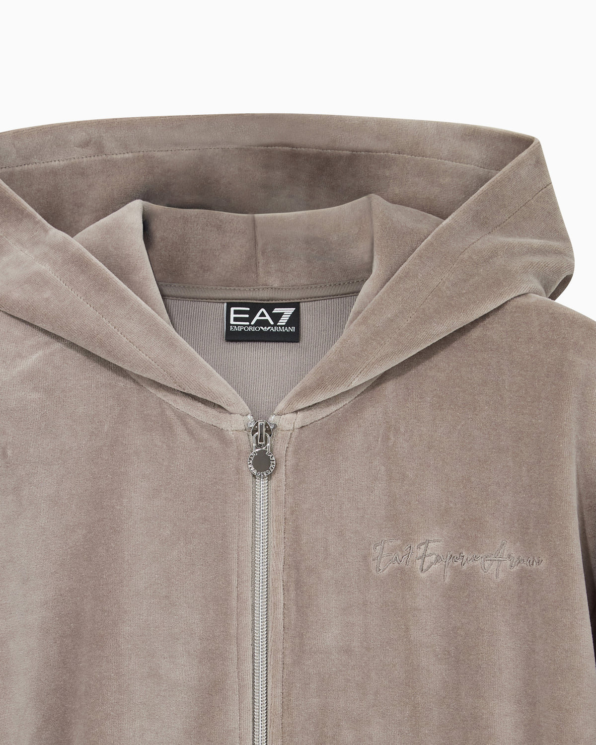 EA7 Regular fit full-zip hoodie Athletic Velour in cotton