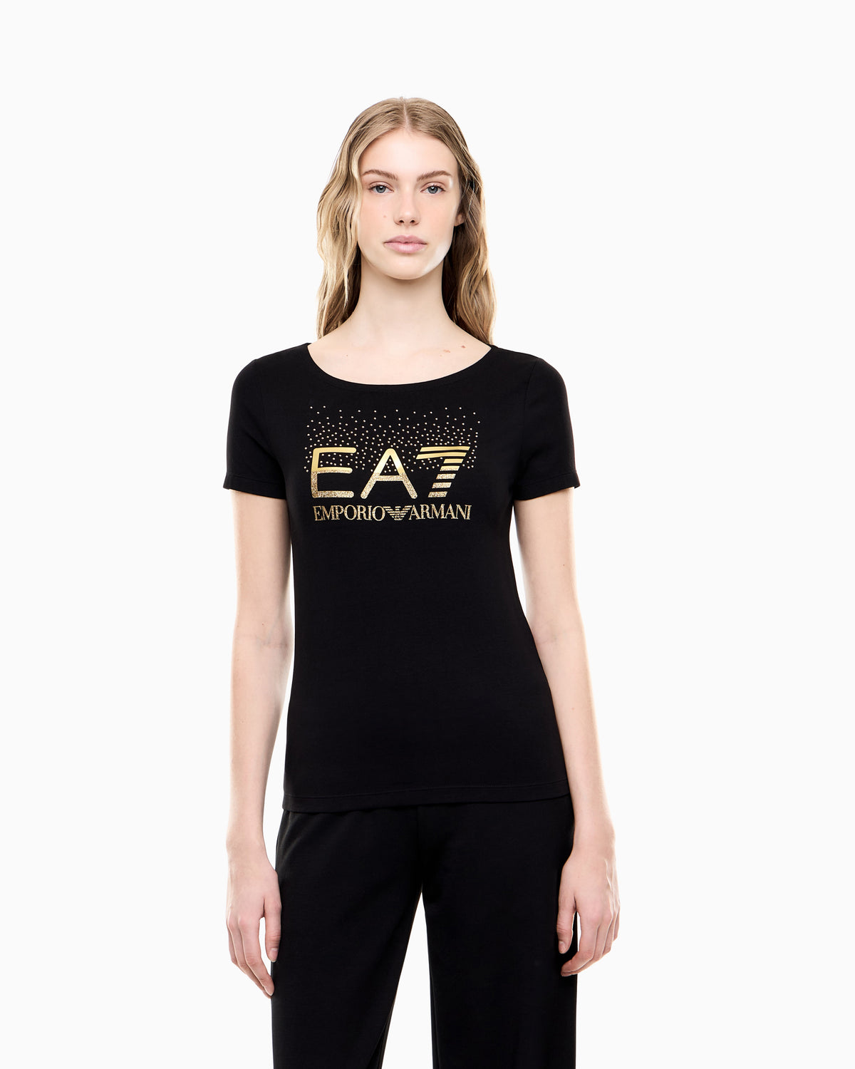 EA7 Slim-fit t-shirt Logo Series in cotton with shiny studs