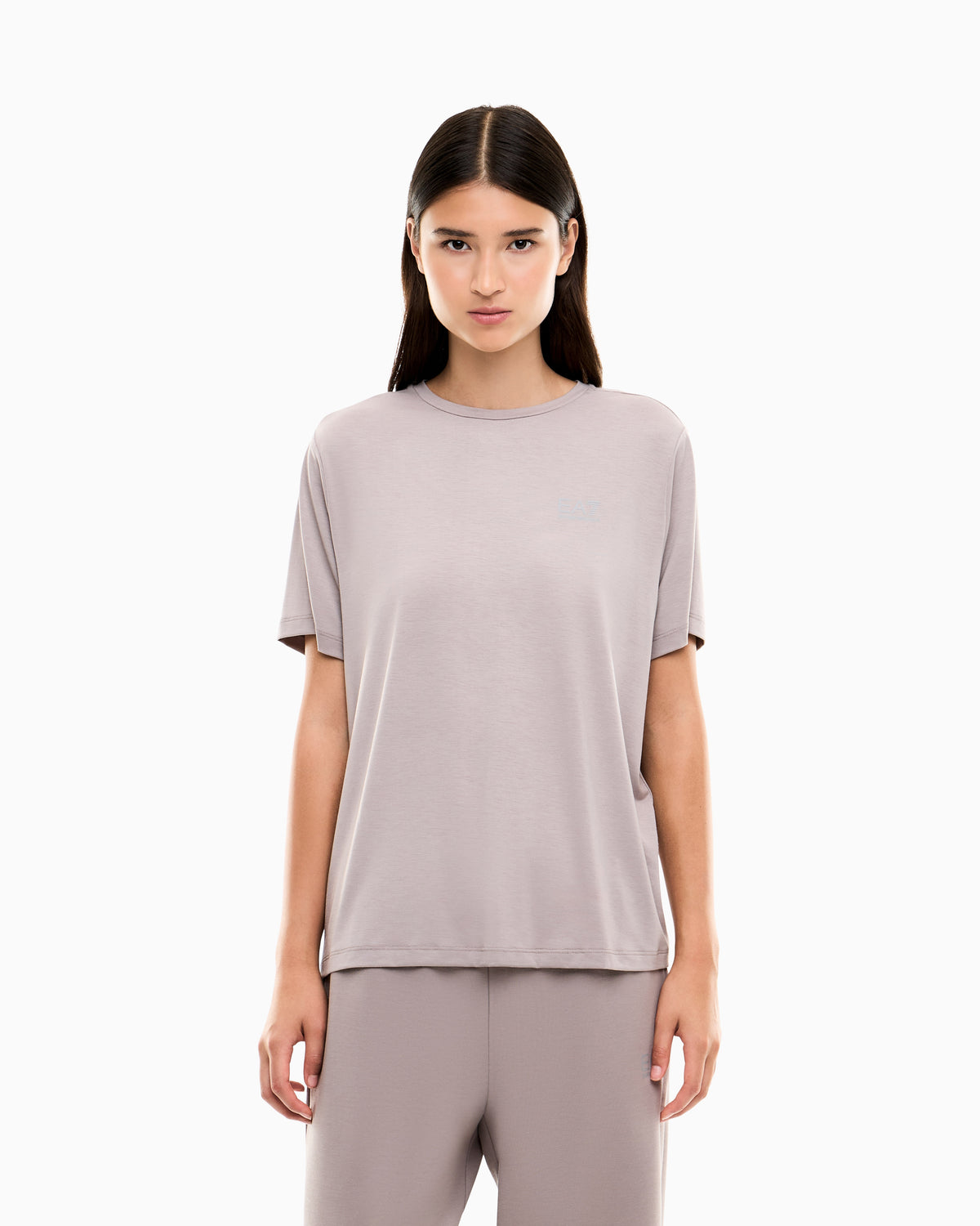 EA7 Regular fit T-shirt Natural Ventus 7 in viscose blend