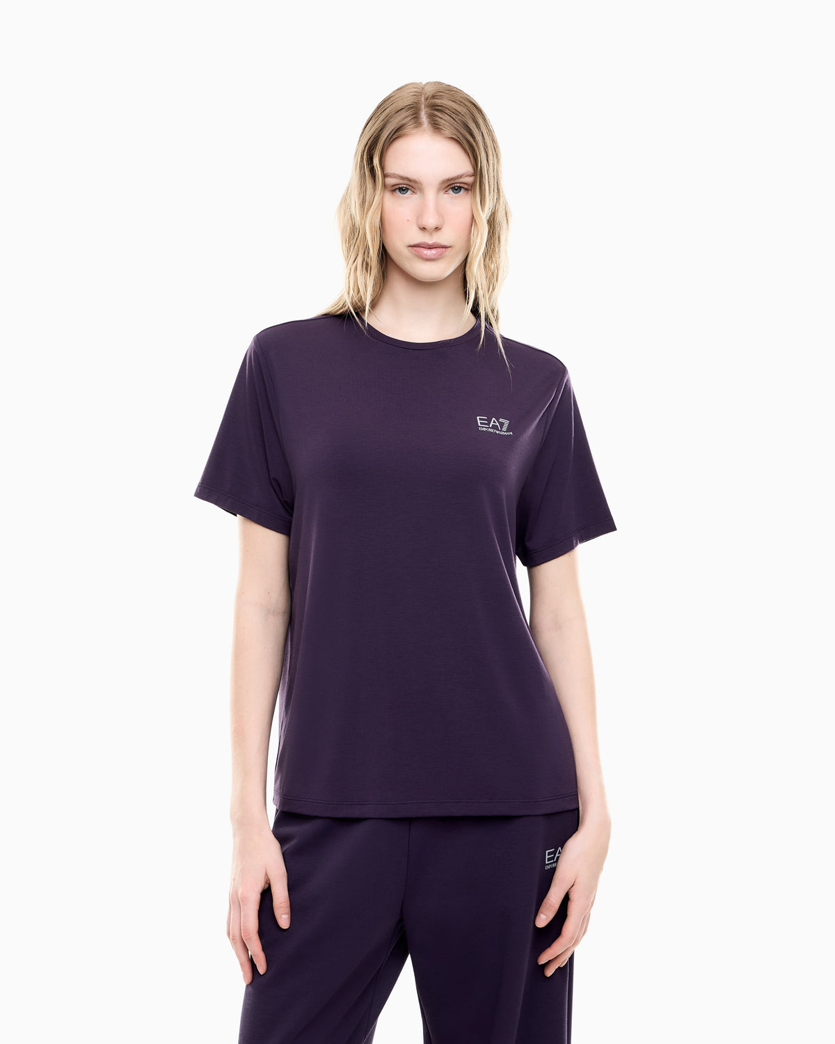 EA7 Regular fit T-shirt Natural Ventus 7 in viscose blend