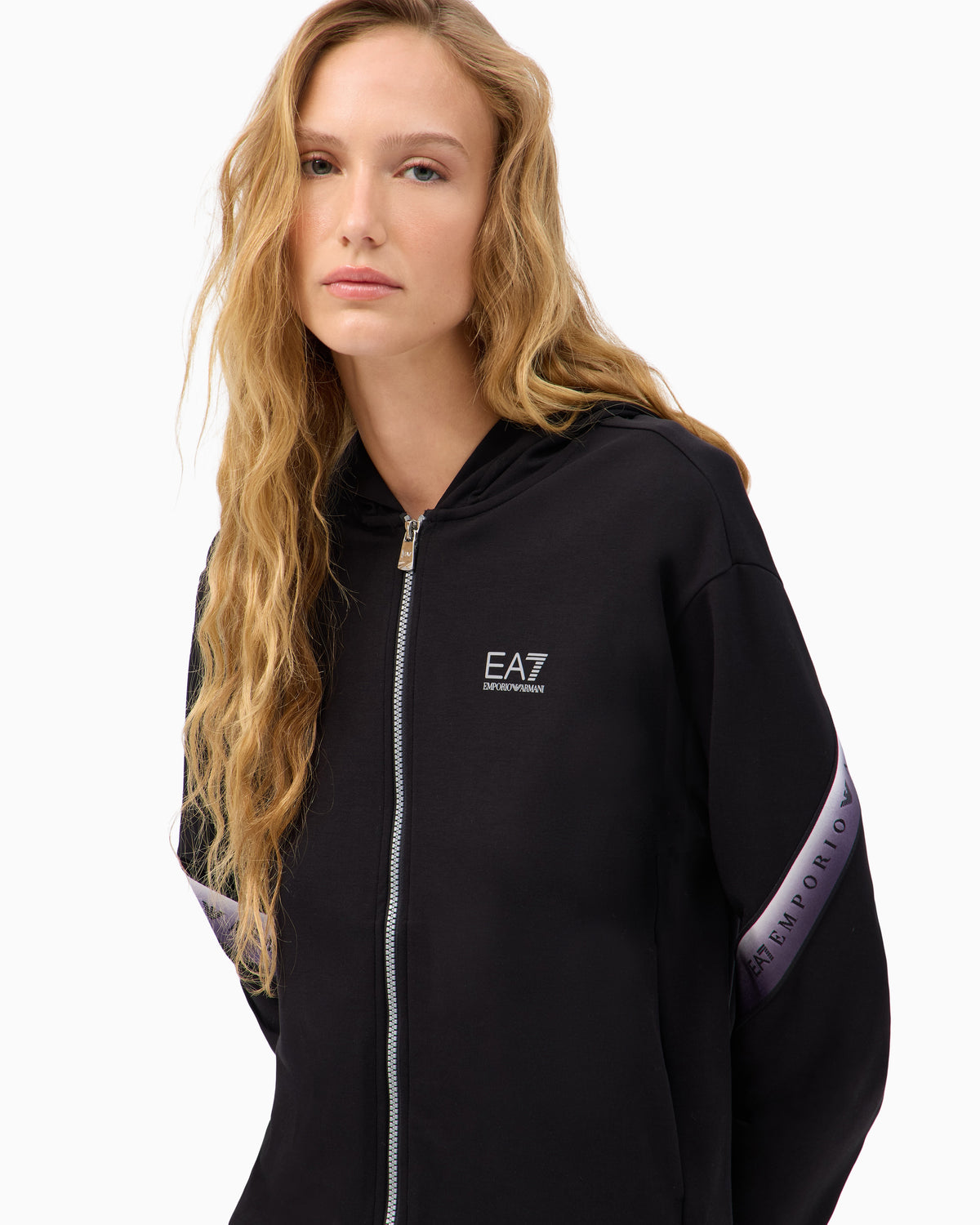 EA7 Hoodie Natural Ventus 7 regular fit in cotton and modal