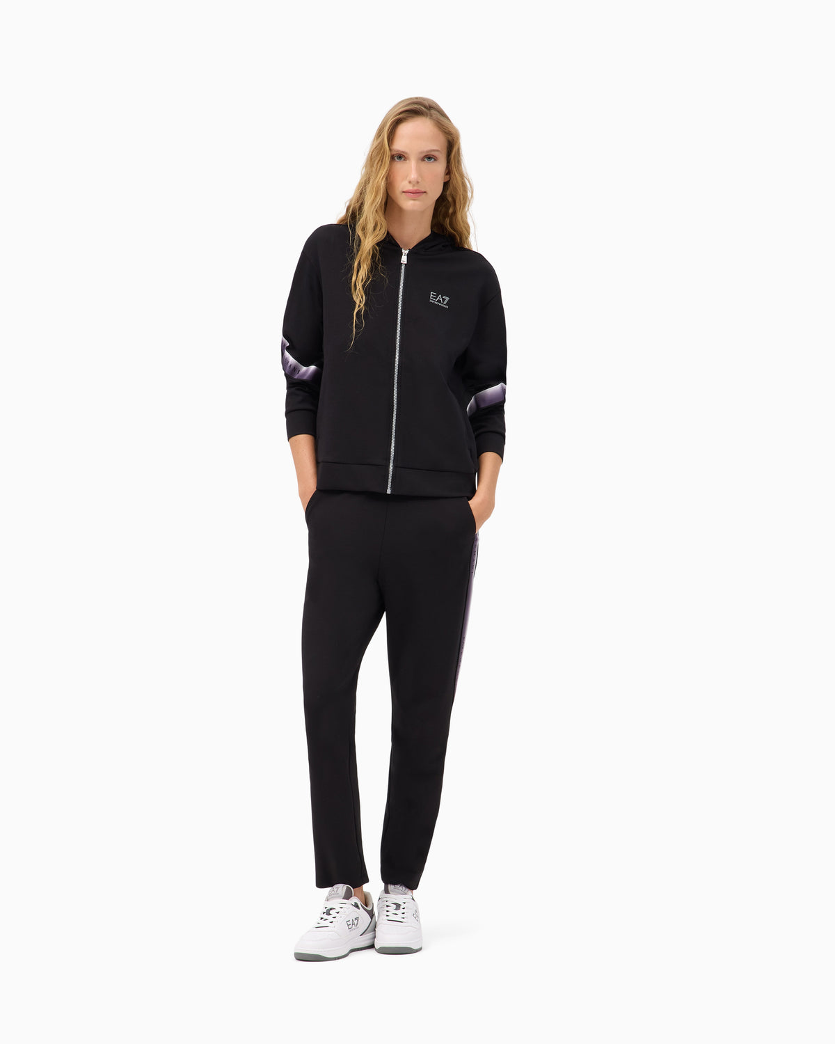 EA7 Hoodie Natural Ventus 7 regular fit in cotton and modal
