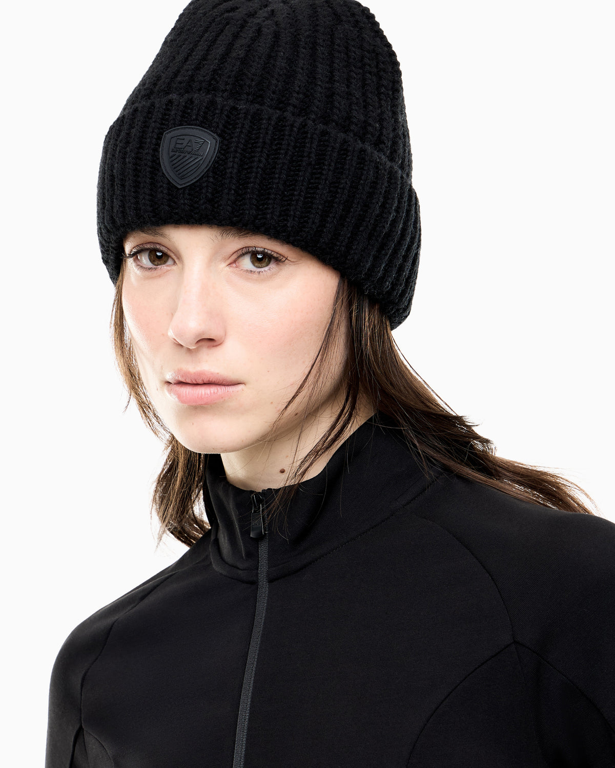 EA7 Beanie hat in virgin wool and acrylic blend