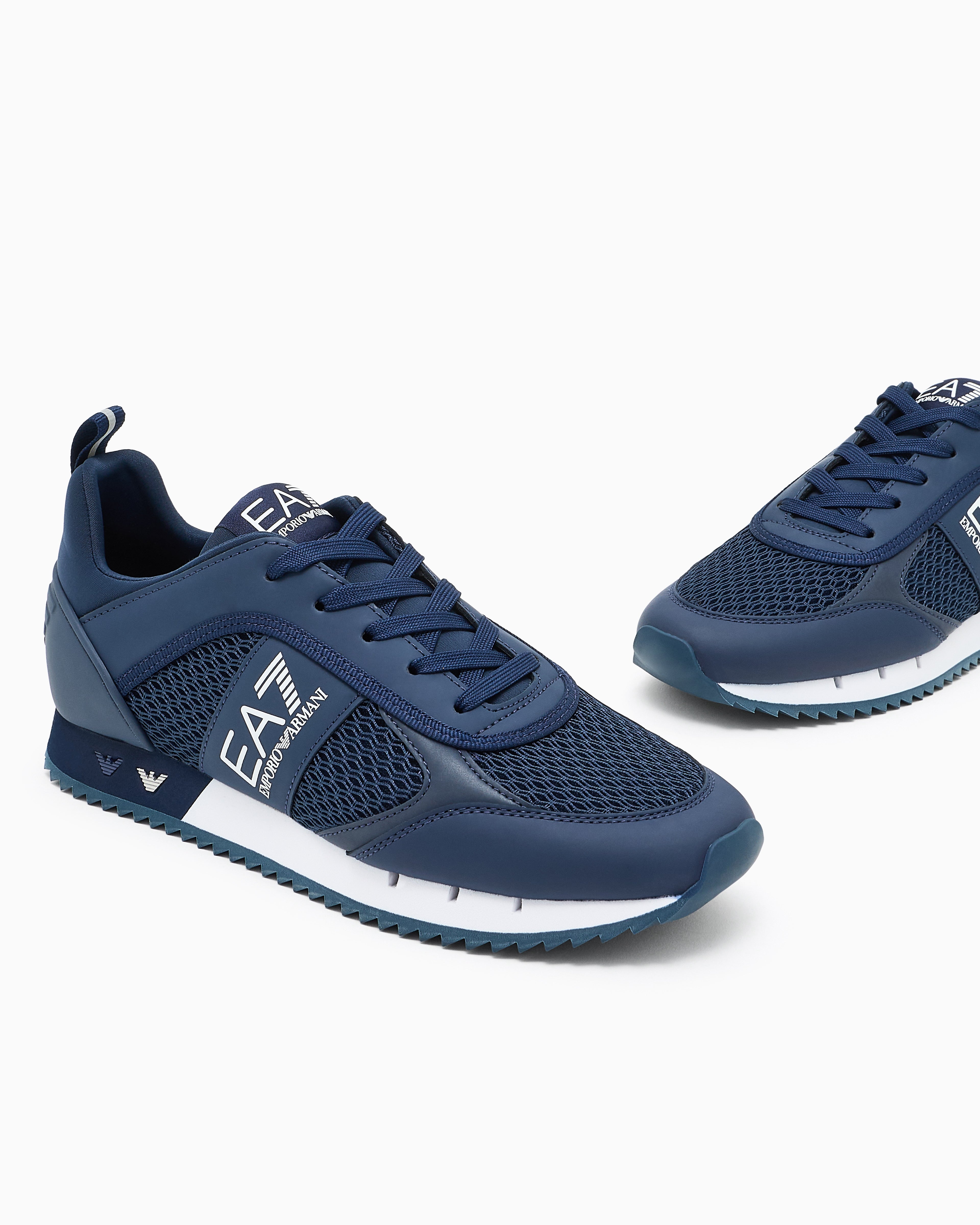 Ea7 Black And White Laces Sneakers Blue