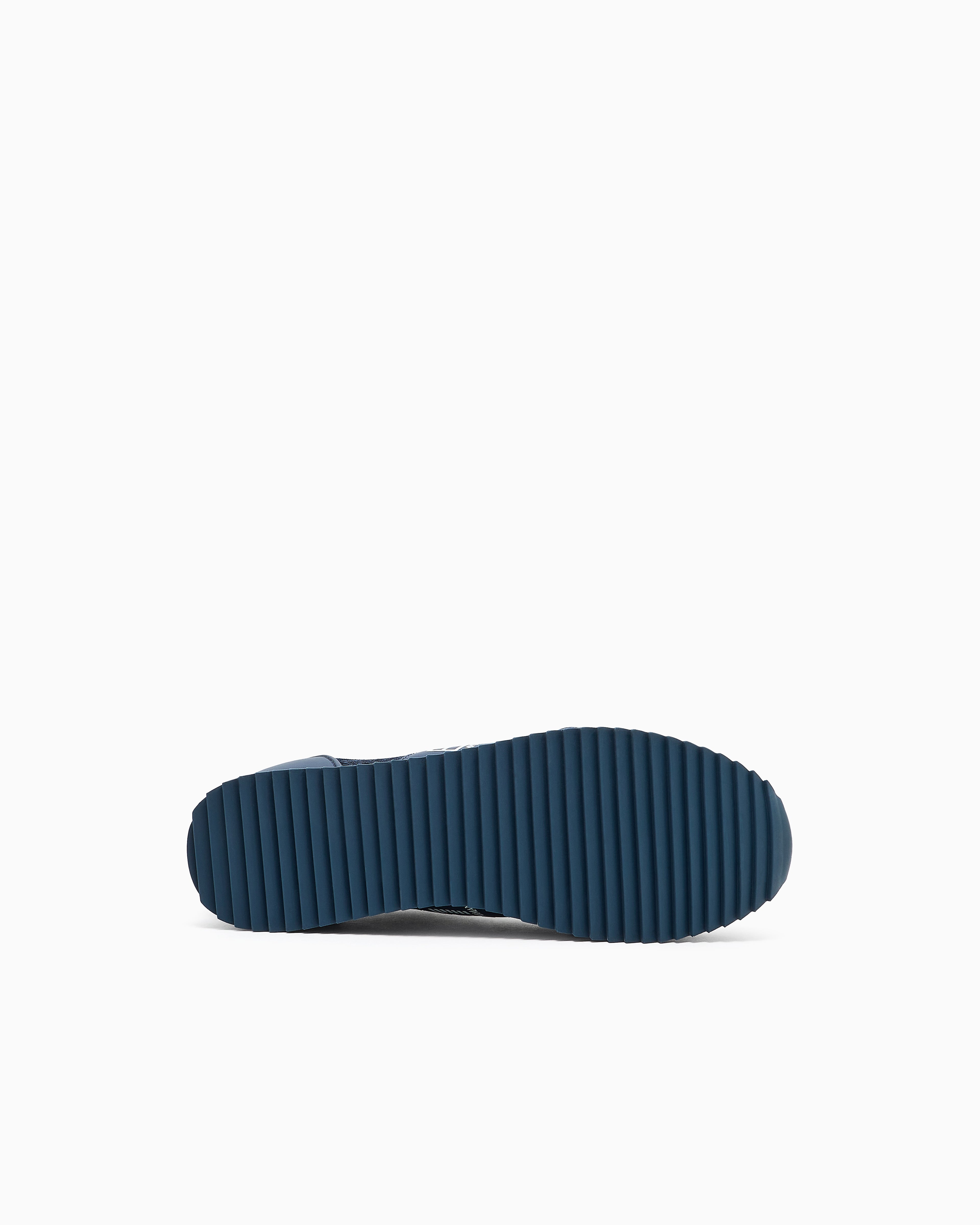 Ea7 Sneaker Black And White In Mesh With Rubber Sole Blue