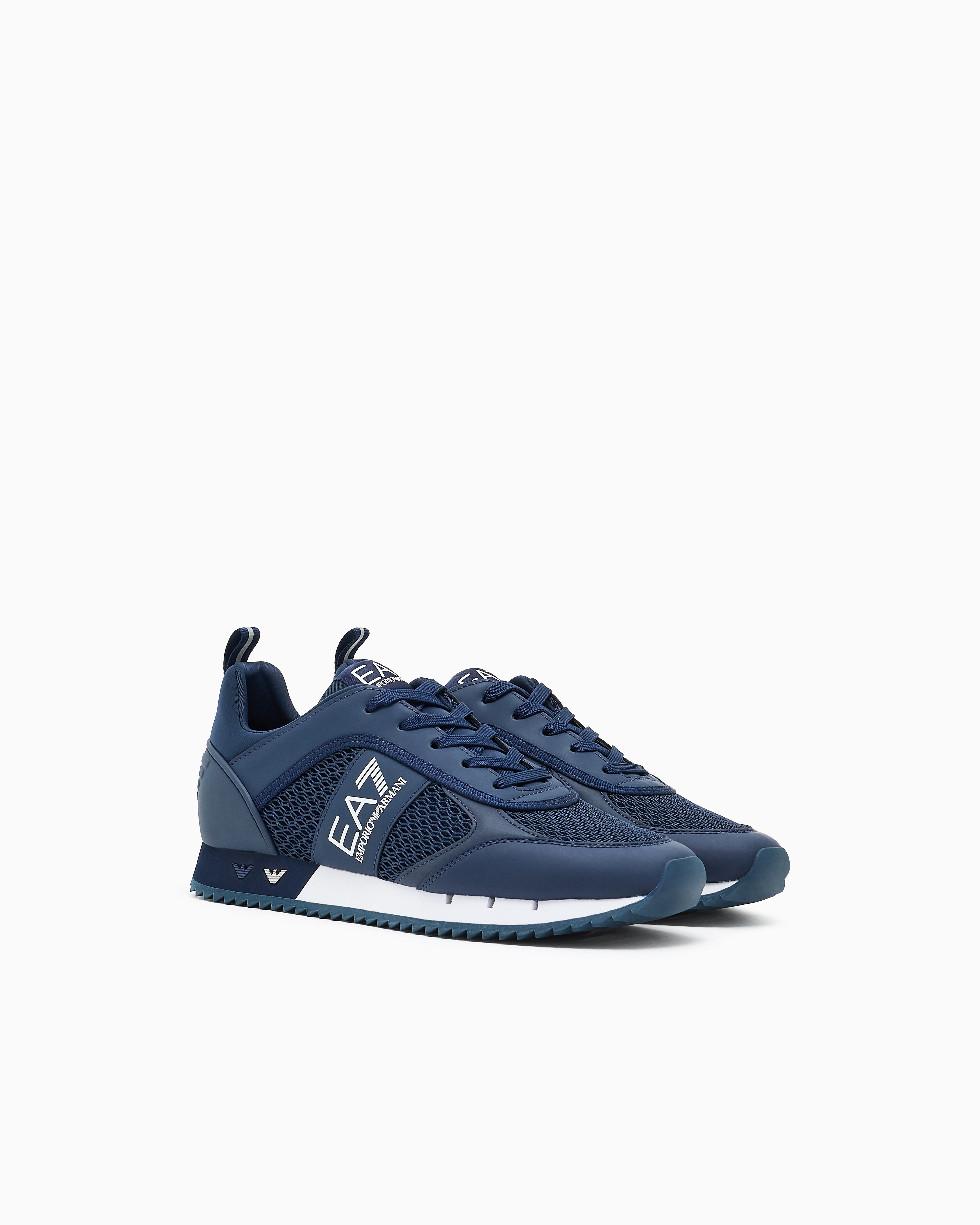 Ea7 Black And White Laces Sneakers Blue