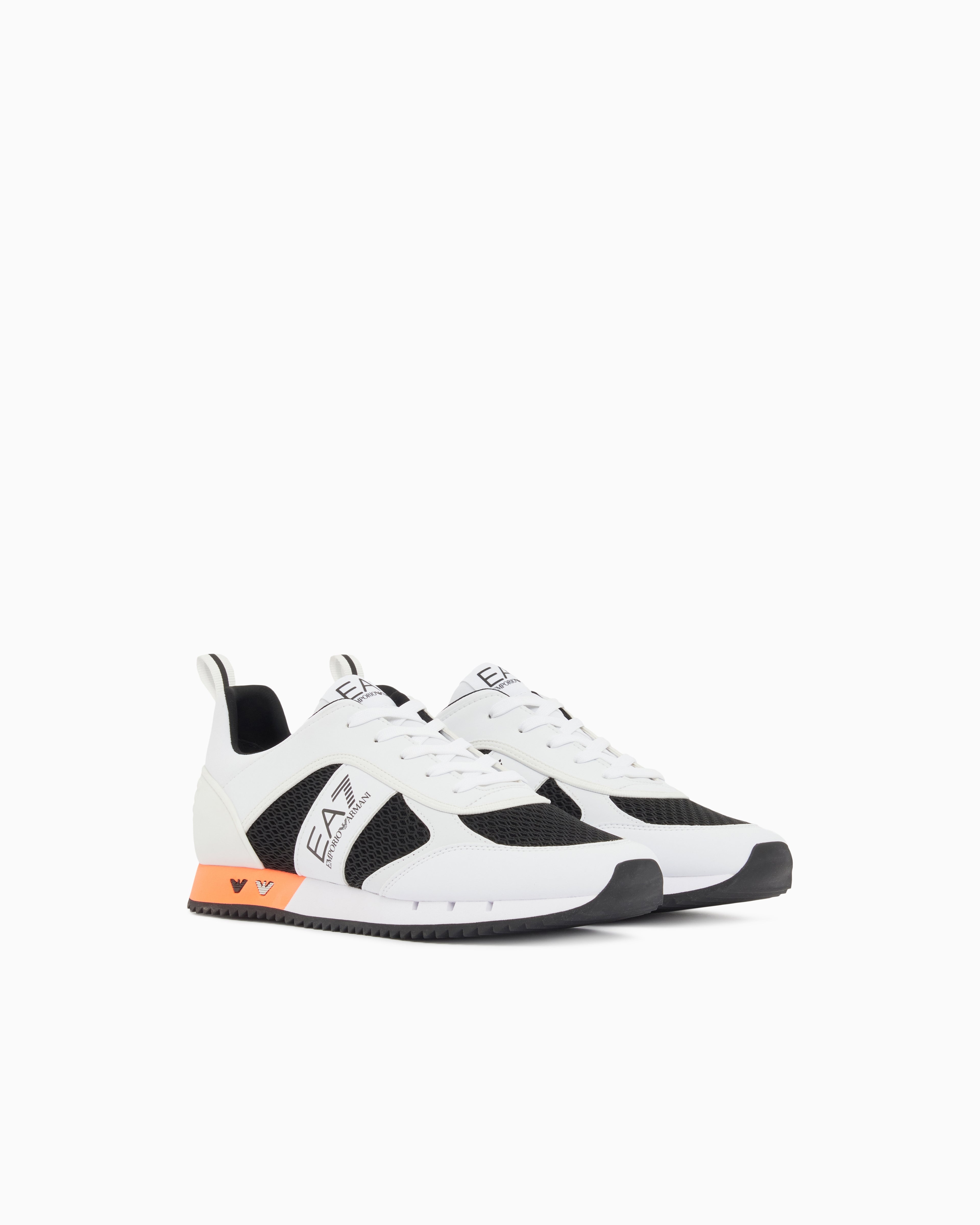 Ea7 Sneaker Black And White In Mesh With Rubber Sole Multicolored