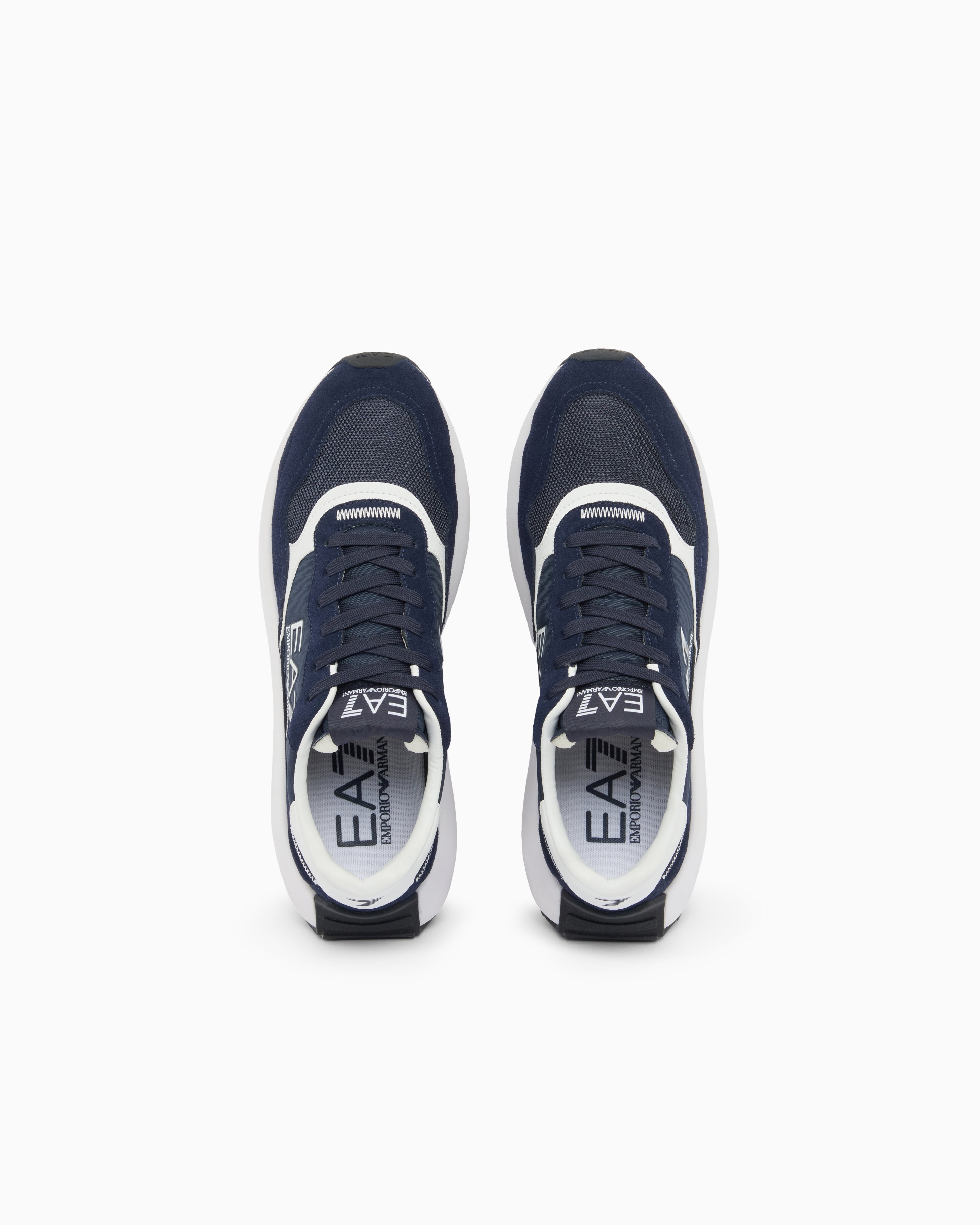 Ea7 Wader Sneakers In Suede With Mesh Inserts Blue