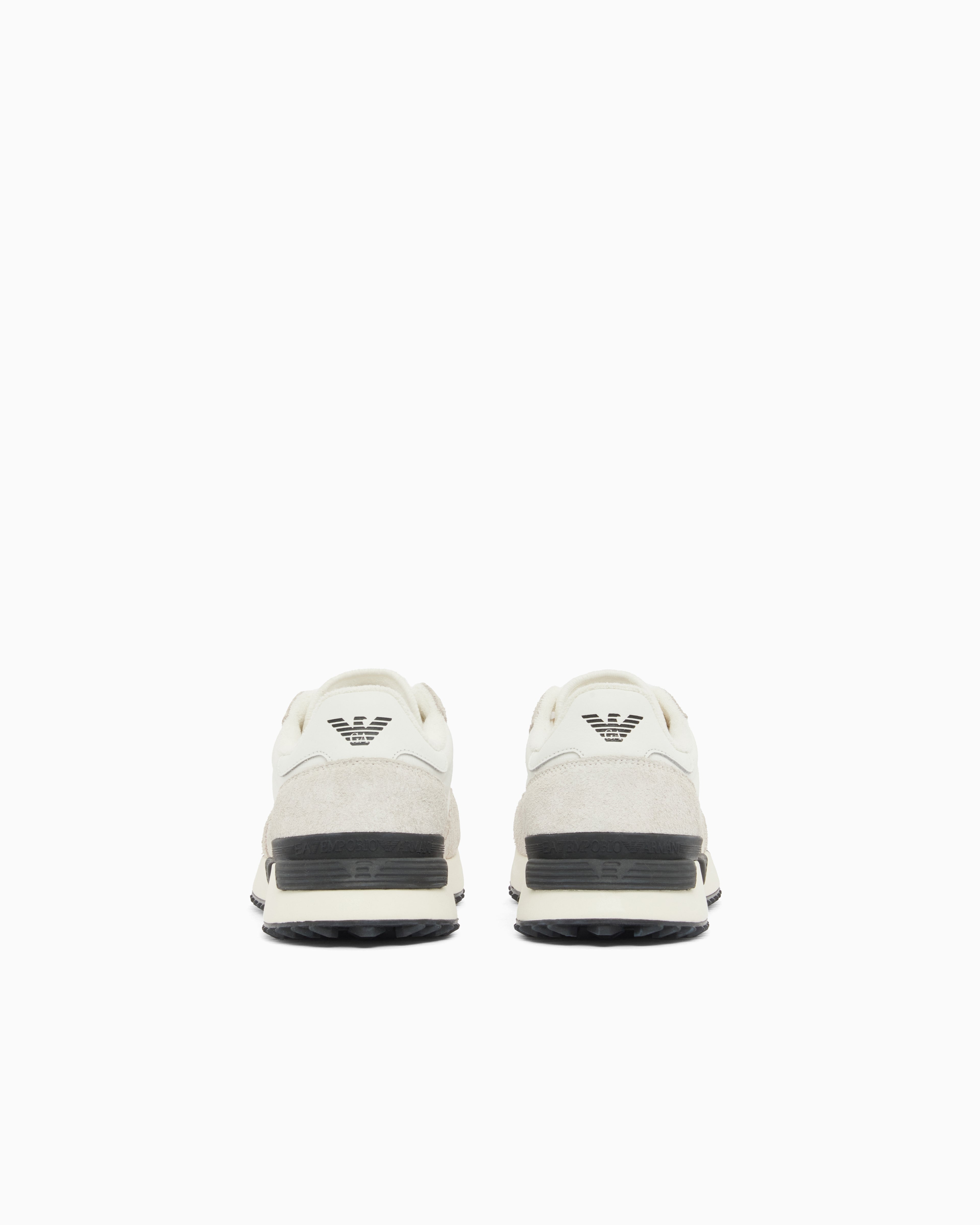 Ea7 Fabric Sneaker With Suede Inserts Vintage Running White