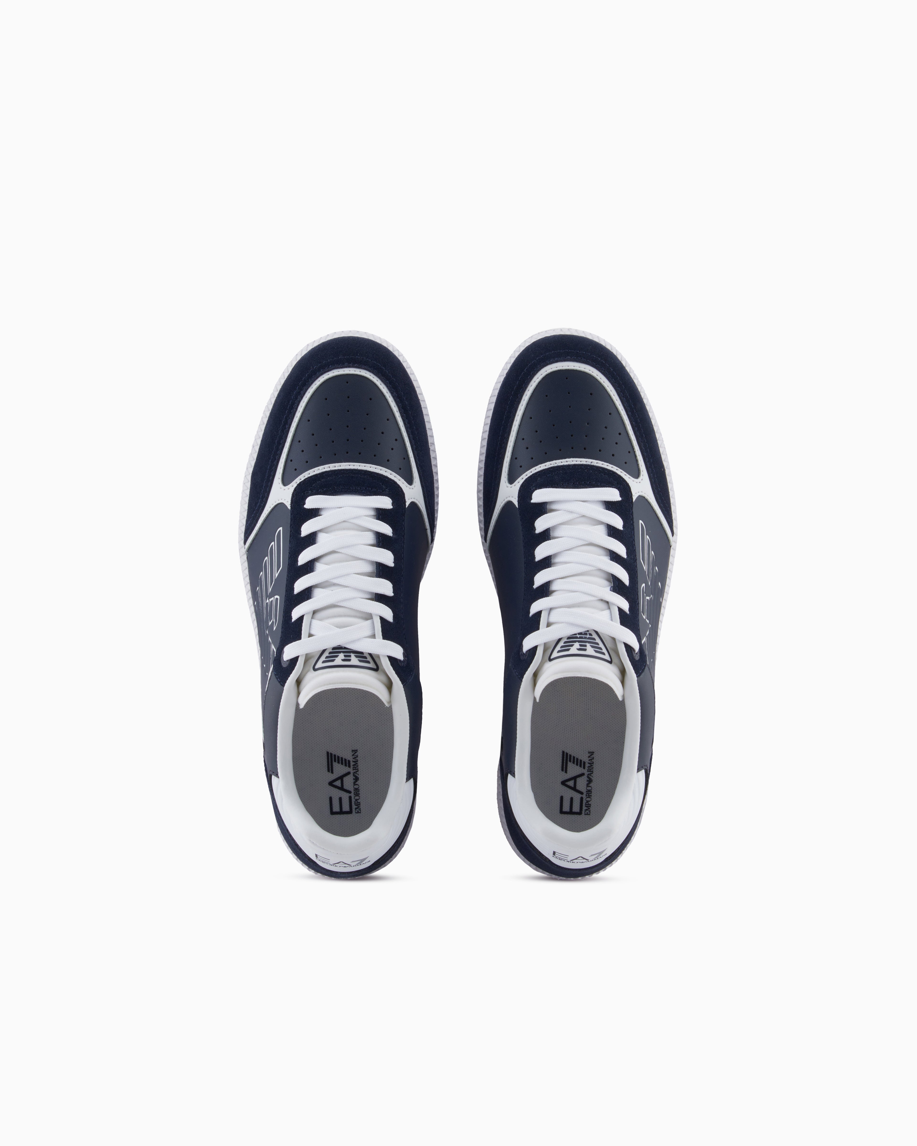 Ea7 High-Top Sneaker In Leather And Suede New Heritage Eagle Blue