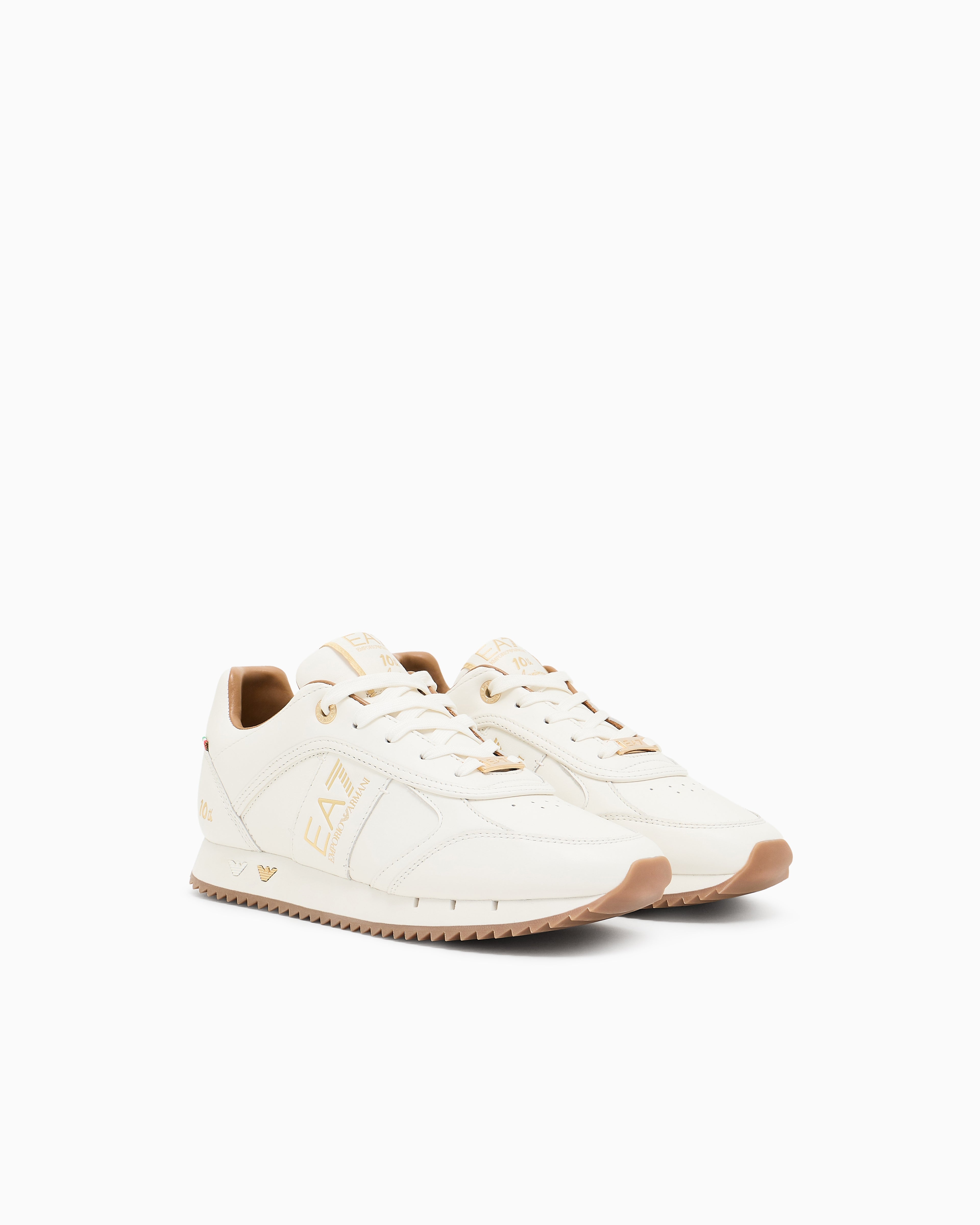 Ea7 Black And White 10Th Anniversary Sneakers Beige