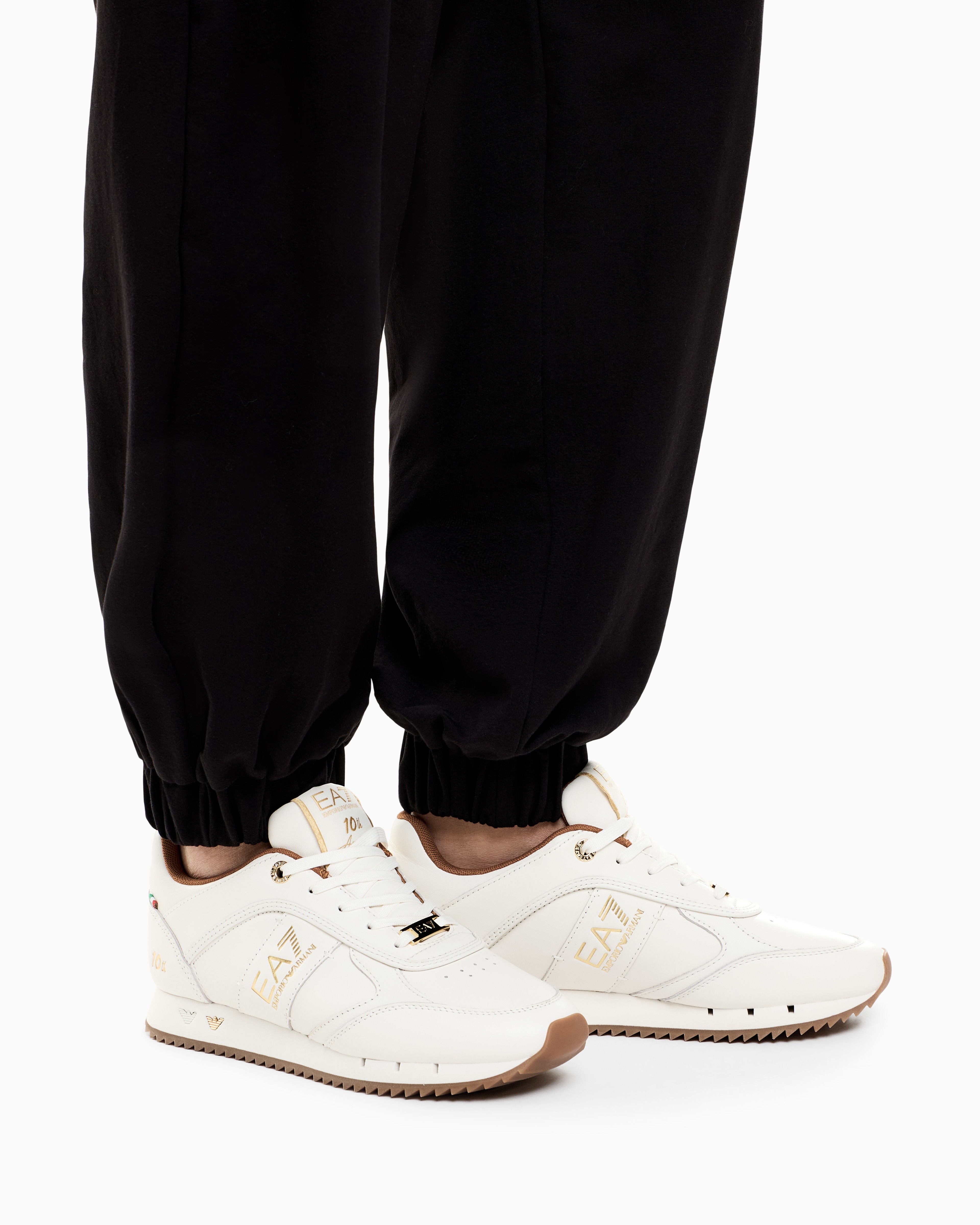 Ea7 Black And White 10Th Anniversary Sneakers Beige