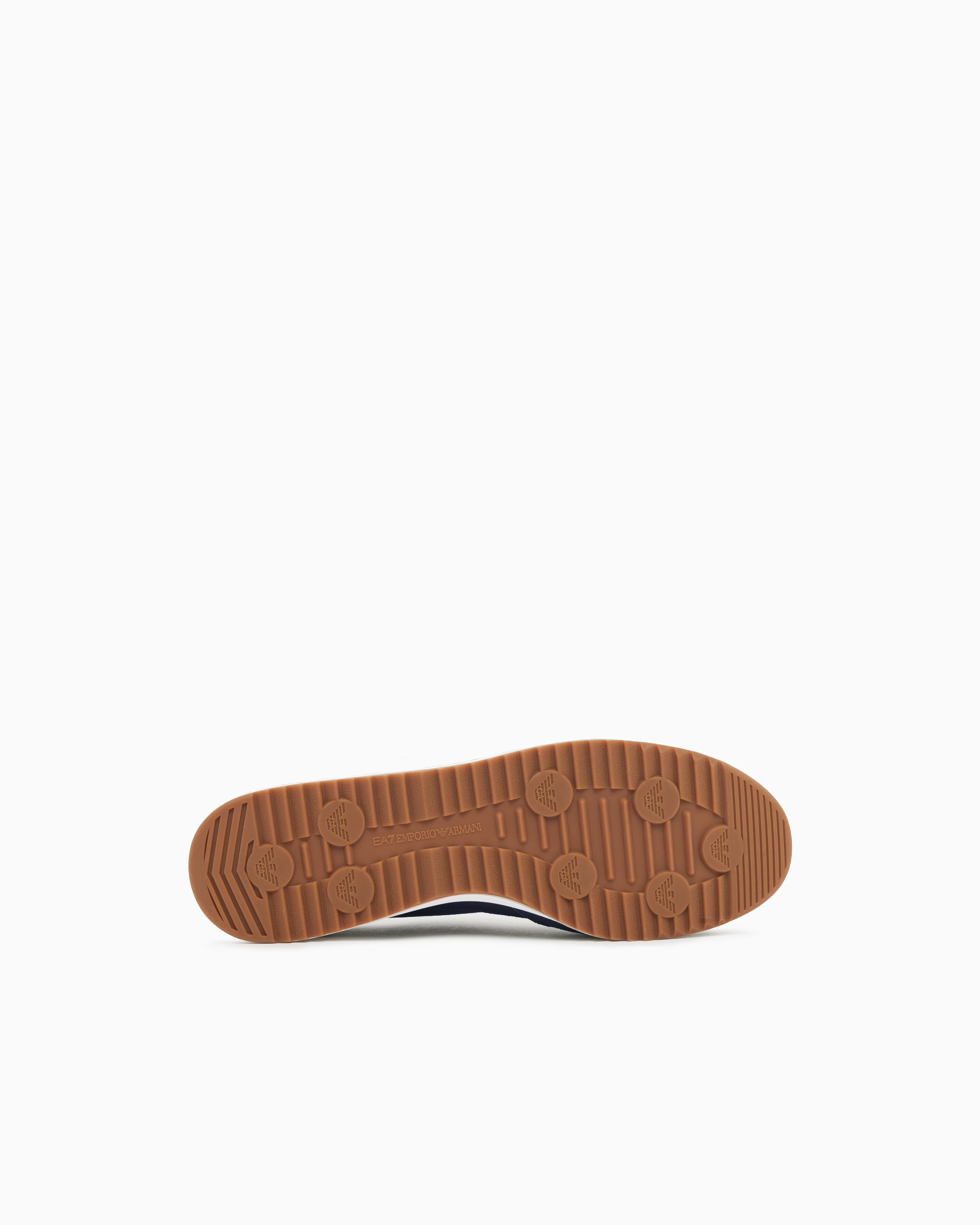 Ea7 Eclipse Leather Sneaker With Suede Inserts Blue