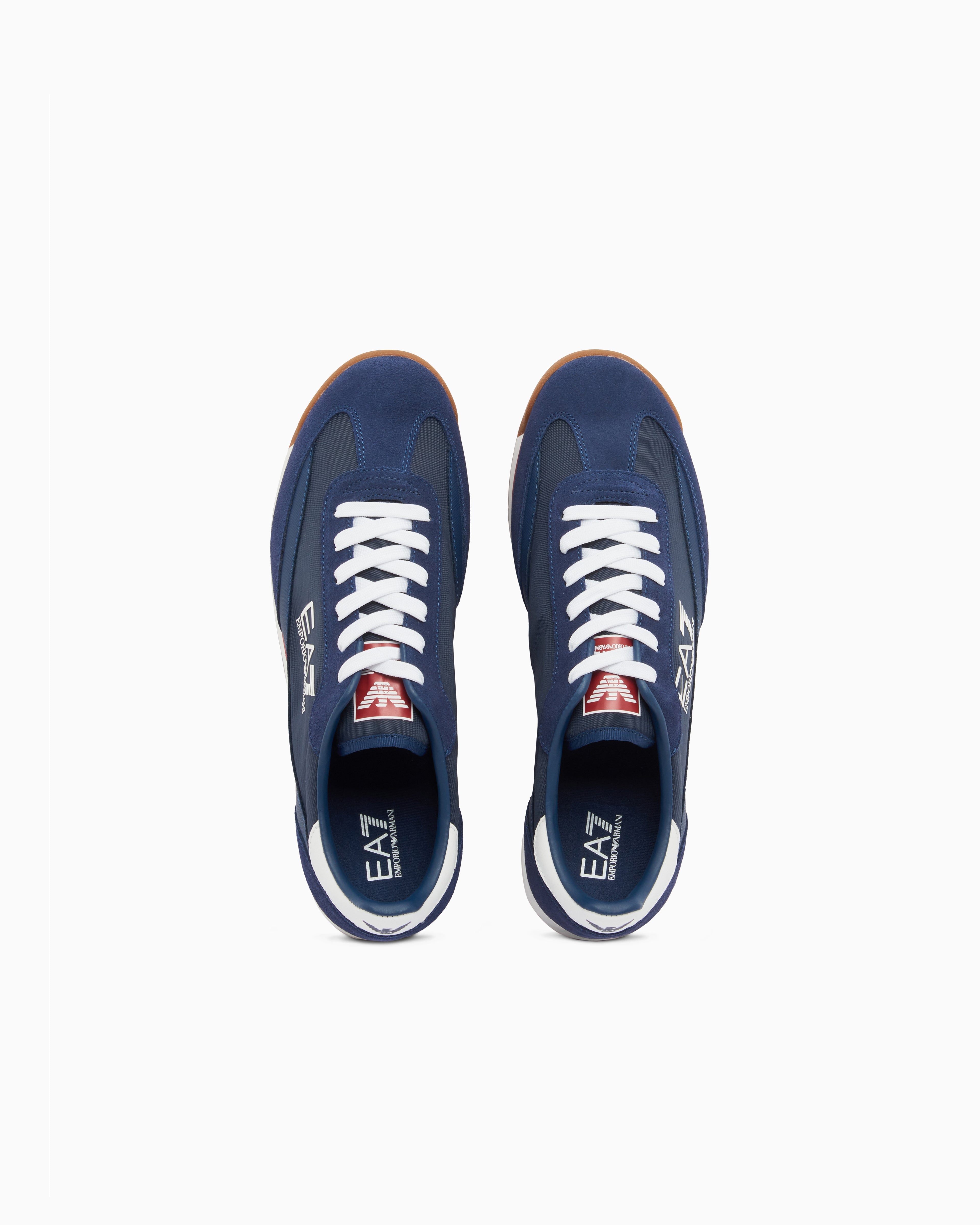 Ea7 Eclipse Leather Sneaker With Suede Inserts Blue