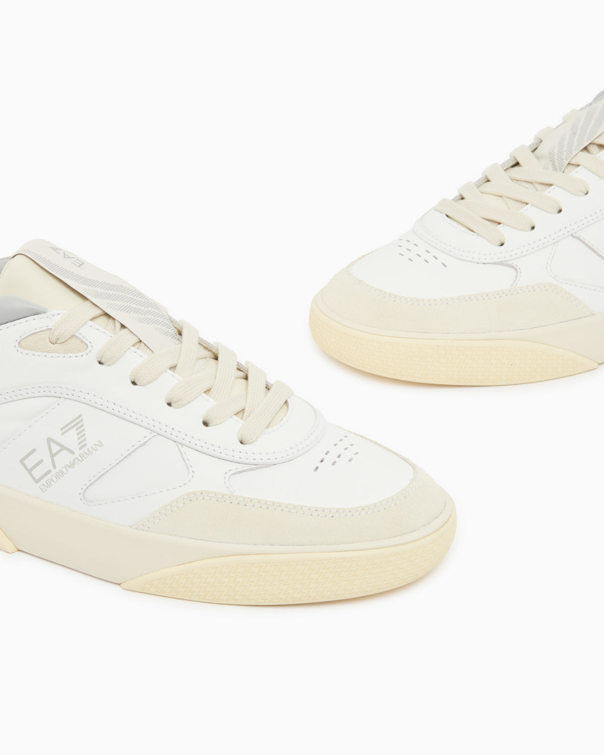 Ea7 Otg Pride Luxe Leather Sneakers With Suede Inserts Grey