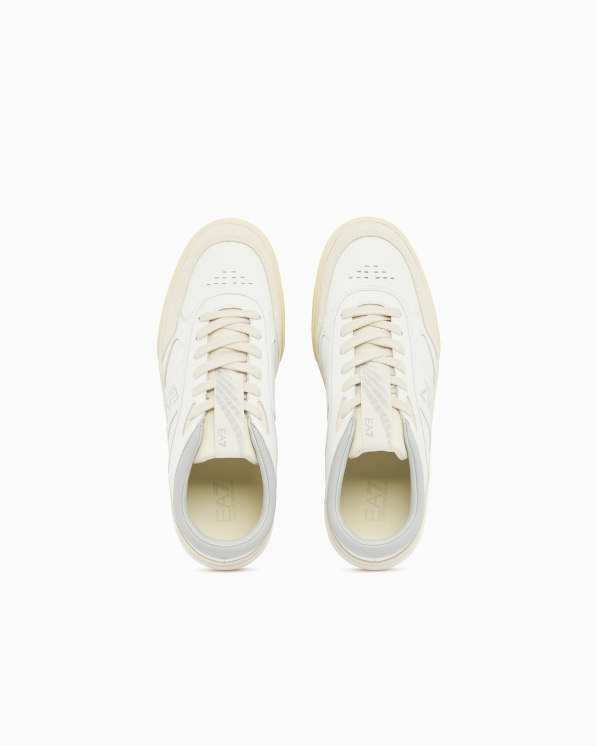 Ea7 Otg Pride Luxe Leather Sneakers With Suede Inserts Grey