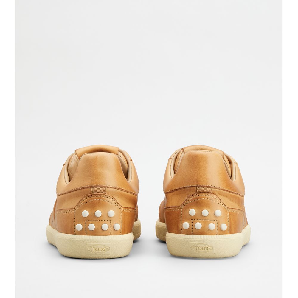Tods Tabs Sneakers In Leather Brown Mens