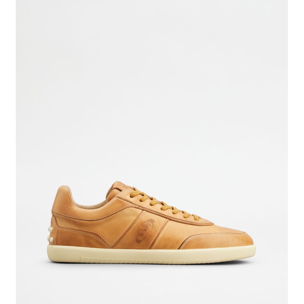 Tods Tabs Sneakers In Leather Brown Mens