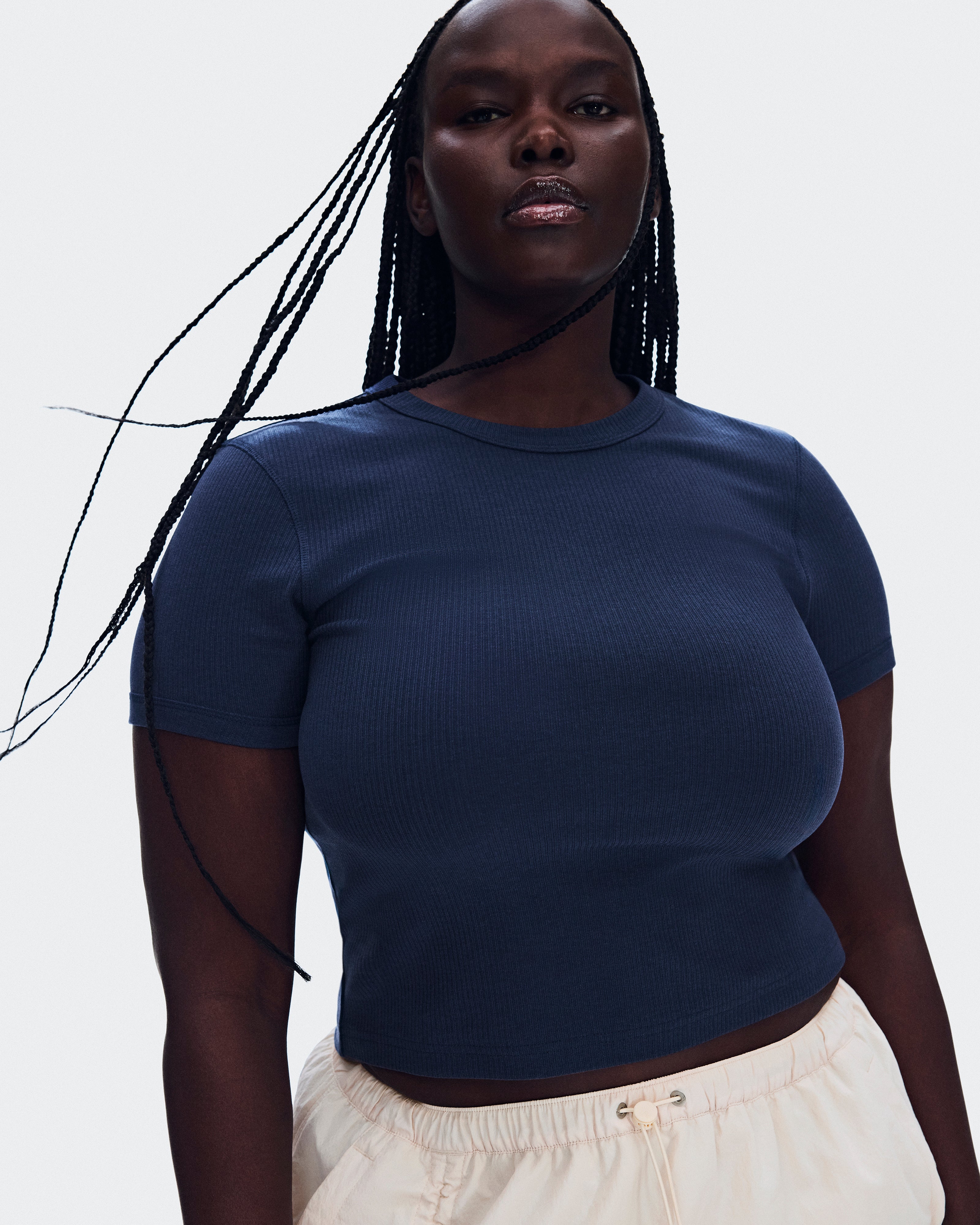 On All-Day Ribbed T-Shirt Midnight (Women'S)