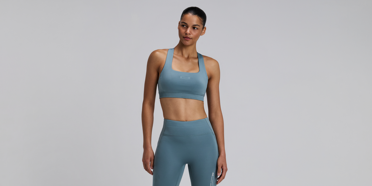 Bandit Womens Stamina V Square Neck Run Bra Tranquil Blue