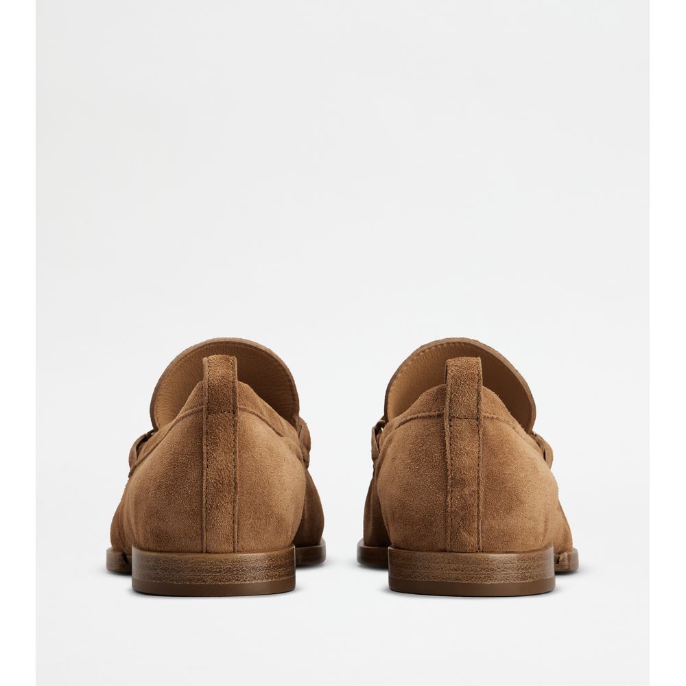Tods Loafers In Suede Brown Womens