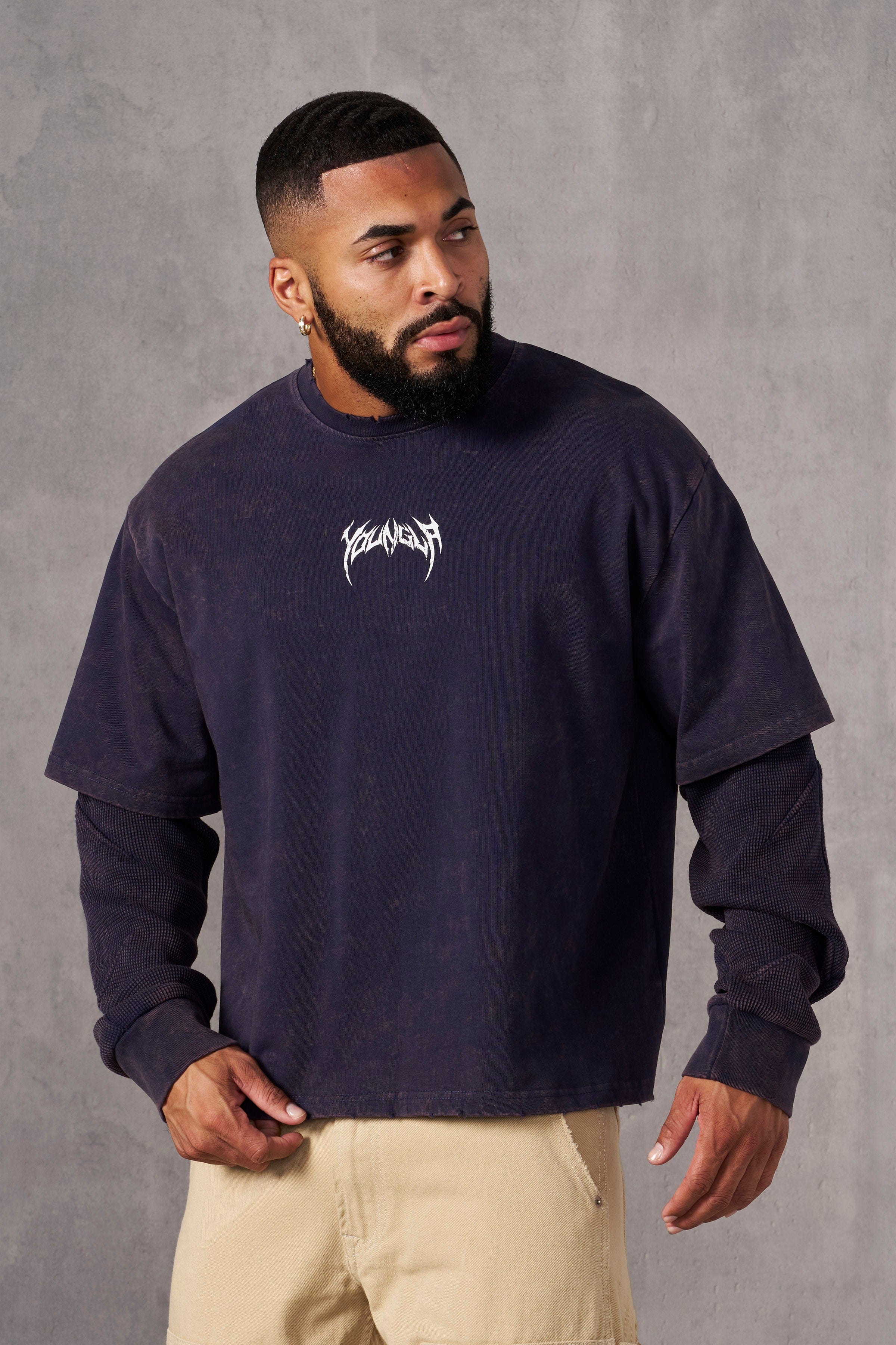 YoungLA 8006 - Shadow Twofer Longsleeves Purple Wash