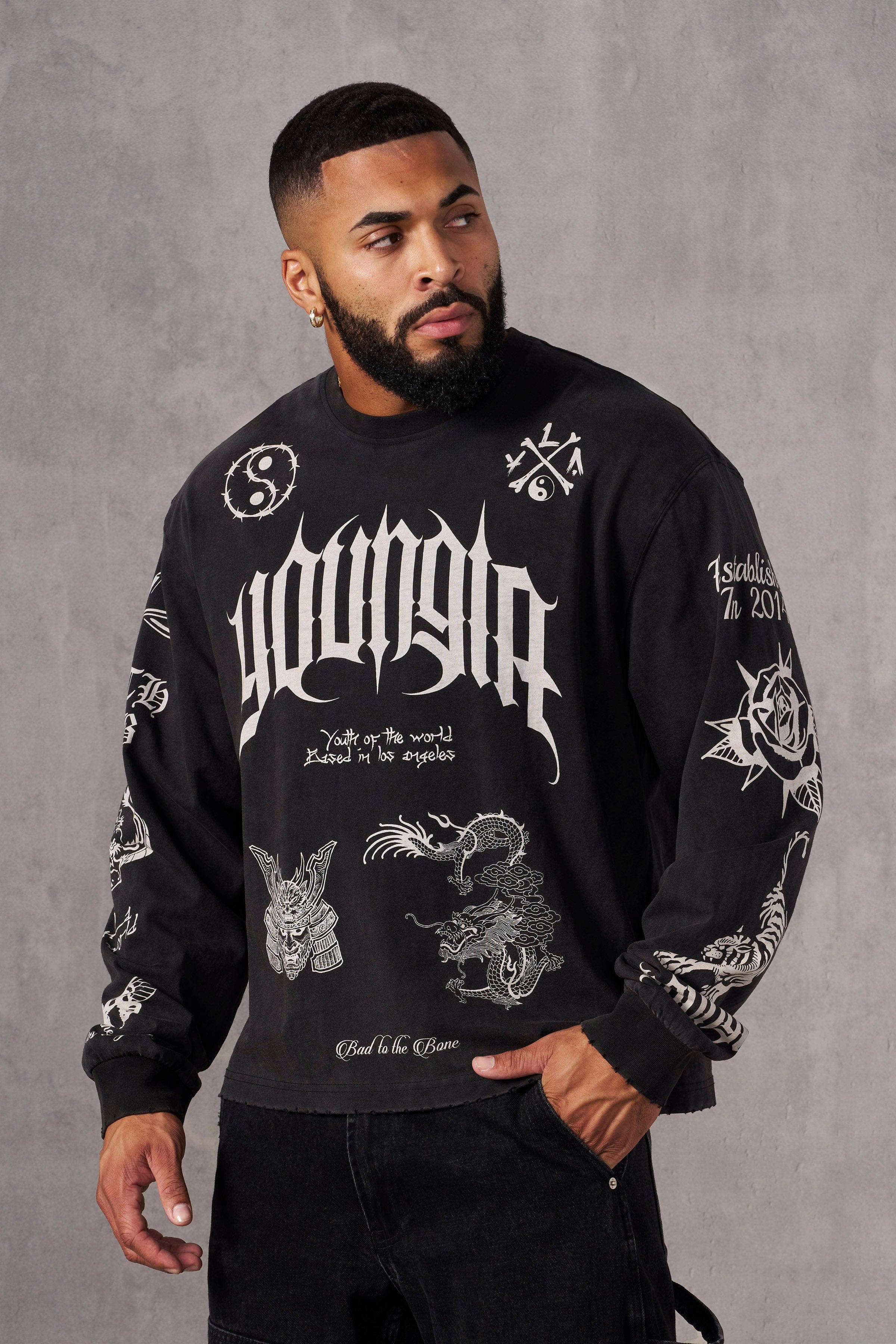 YoungLA 8046 - BMF Longsleeves Black Wash