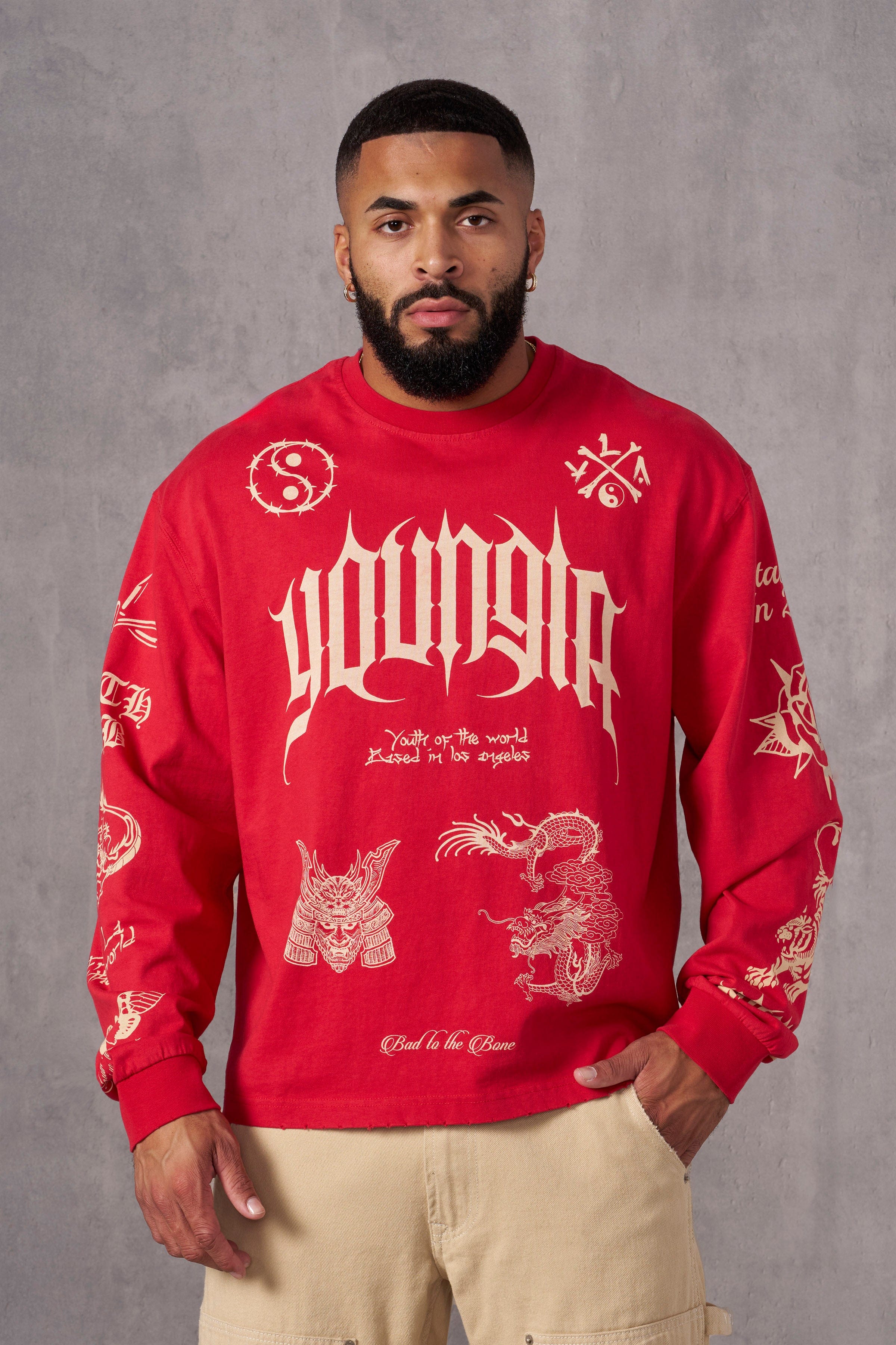 YoungLA 8046 - BMF Longsleeves Red Wash