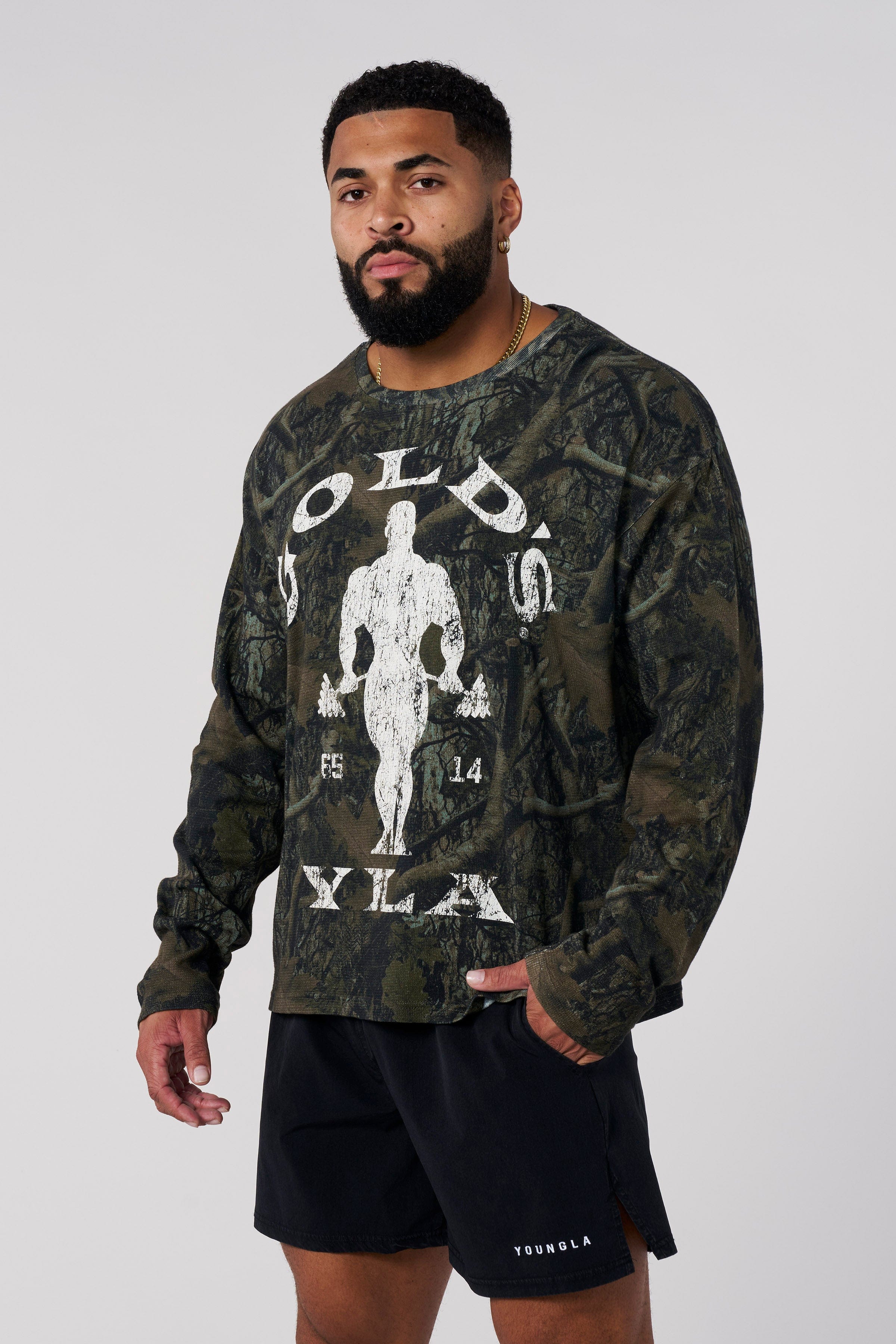 YoungLA 8047 - Gold's Gym Thermal Longsleeves Dark Tree Camo