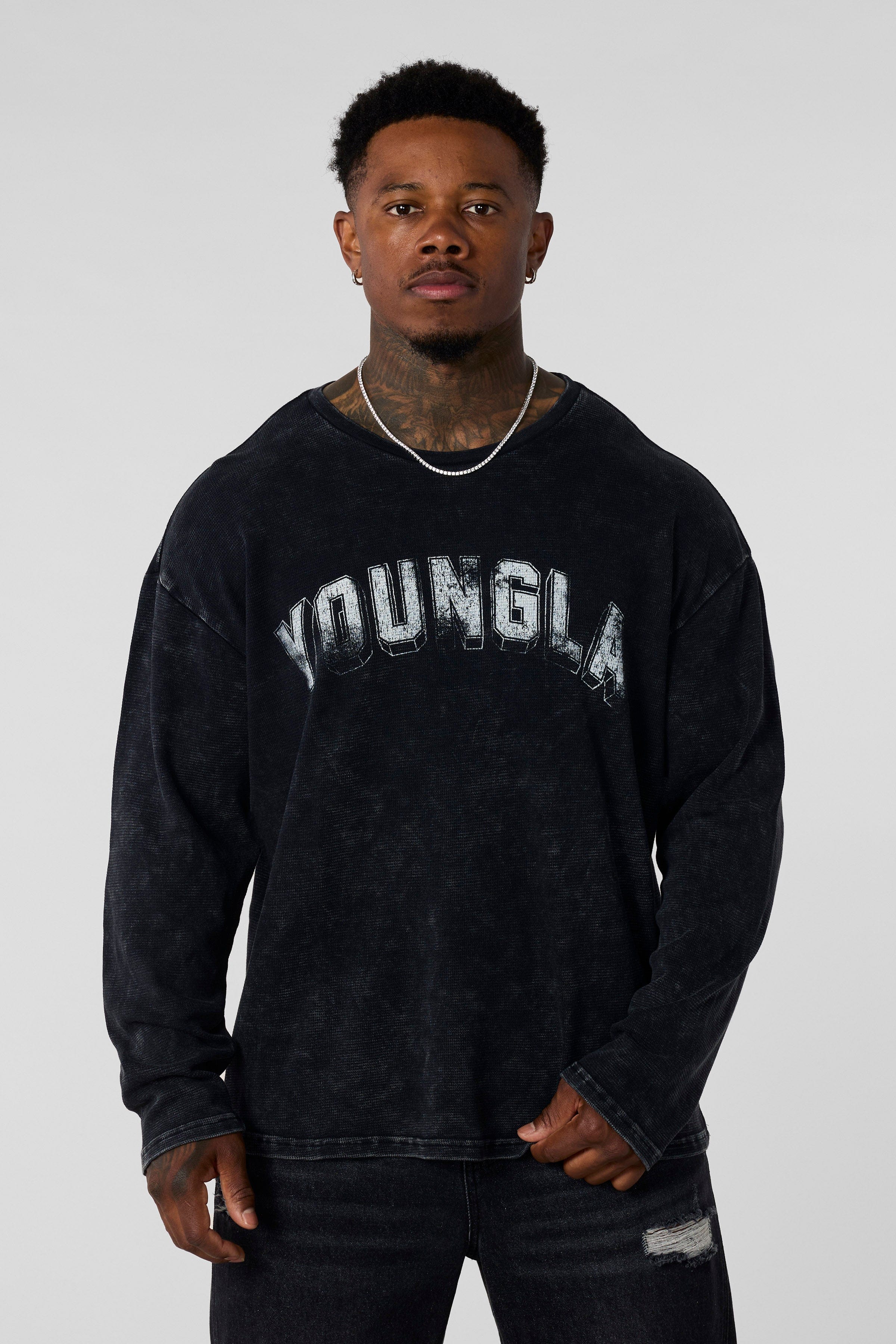 YoungLA 8054 - Thin Thermal Longsleeves Black Wash