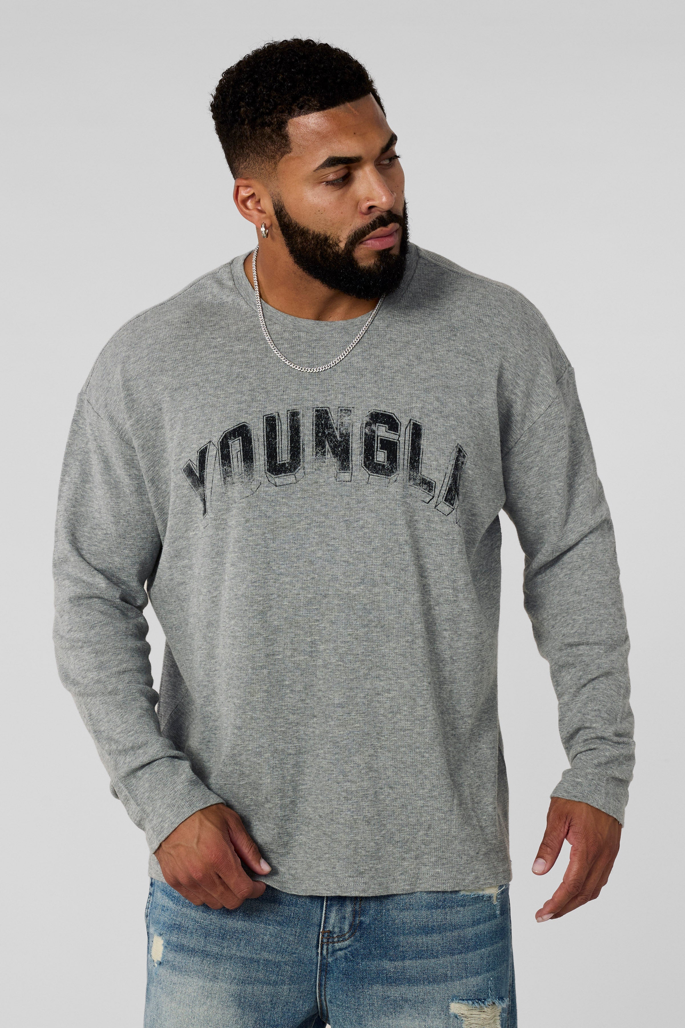 YoungLA 8054 - Thin Thermal Longsleeves Heather Grey