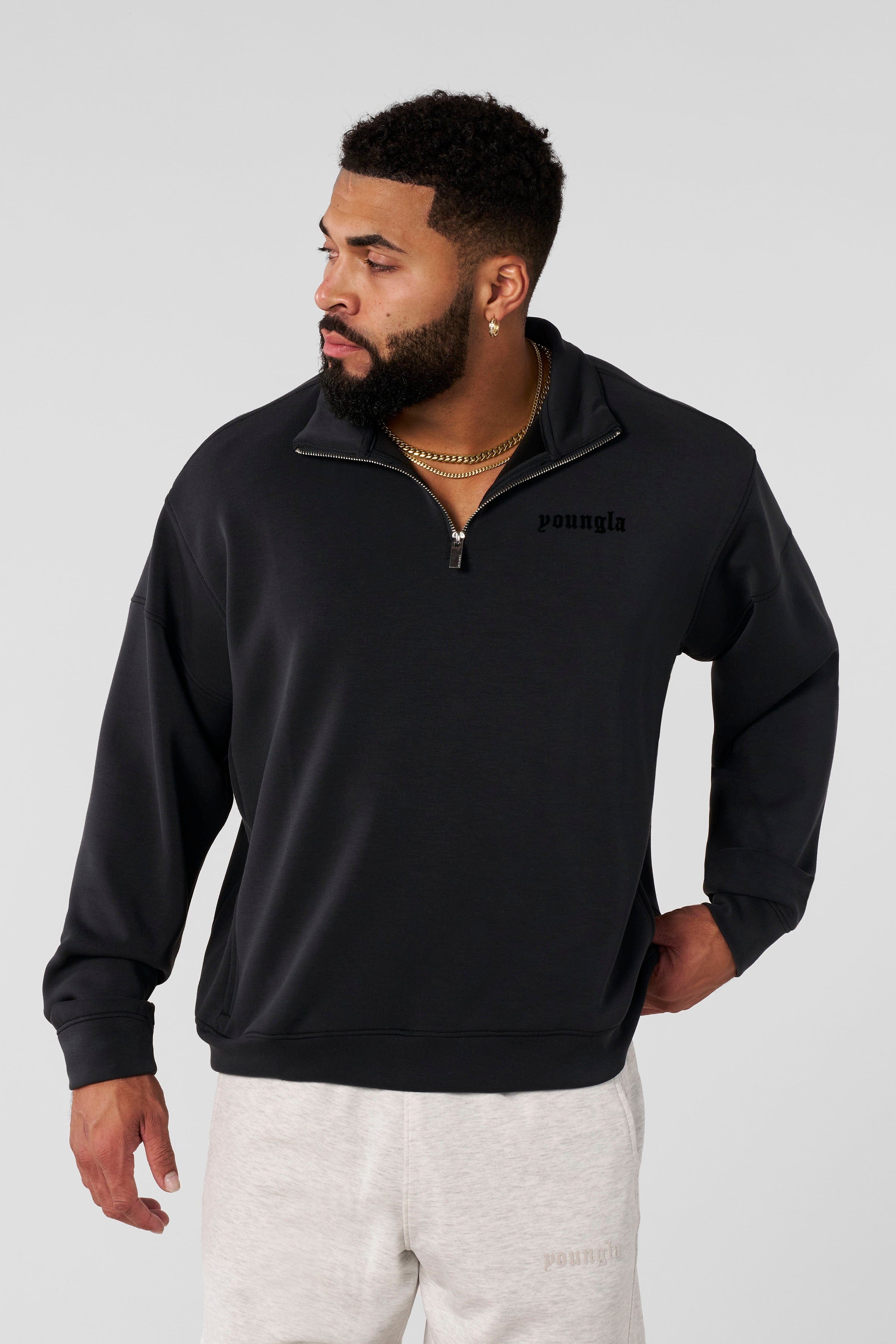 YoungLA 8065 - Soft AF Quarter Zips Charcoal