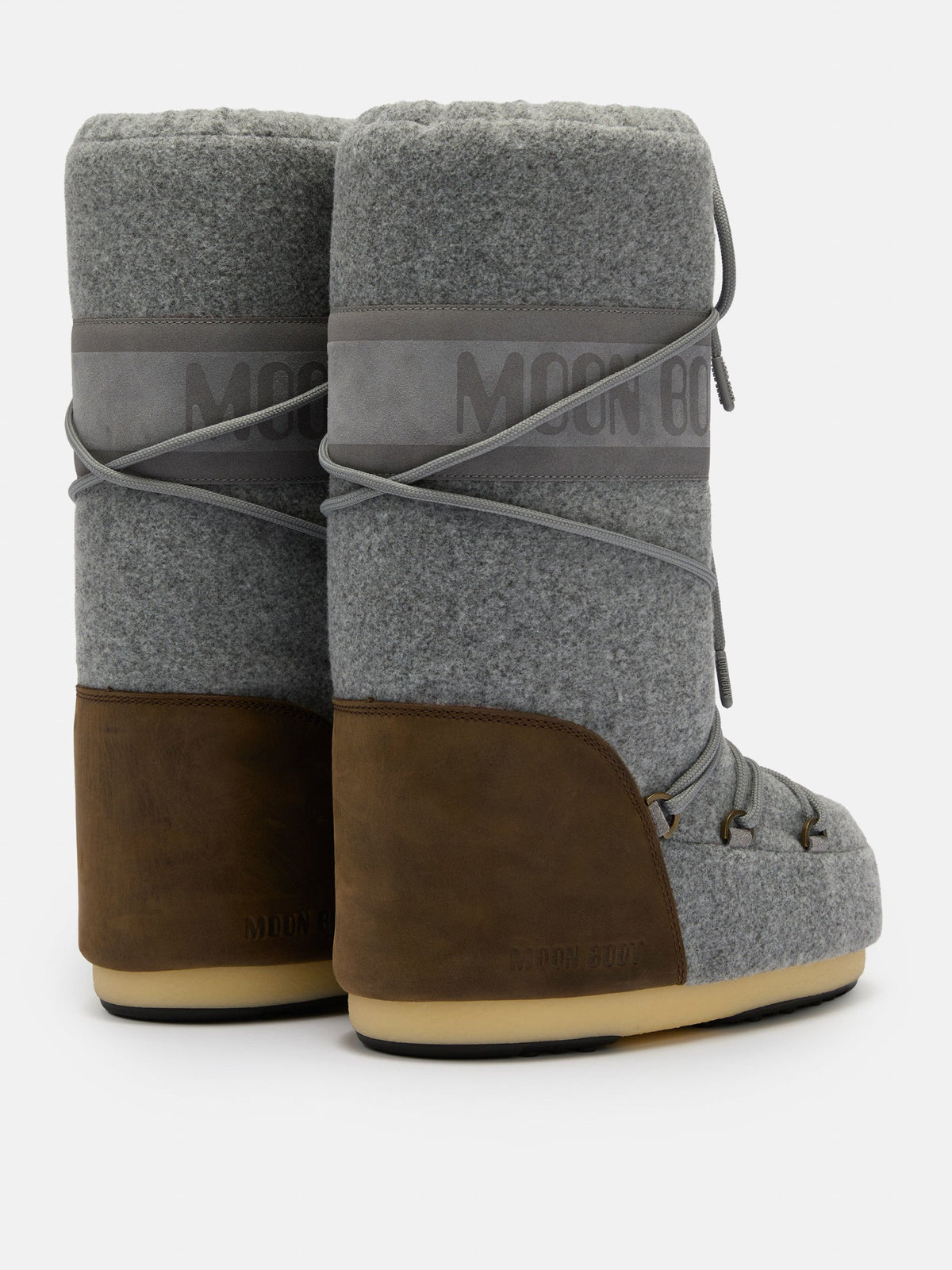 Moon Boot ICON Nubuck GRAY & Brown FELT Boots