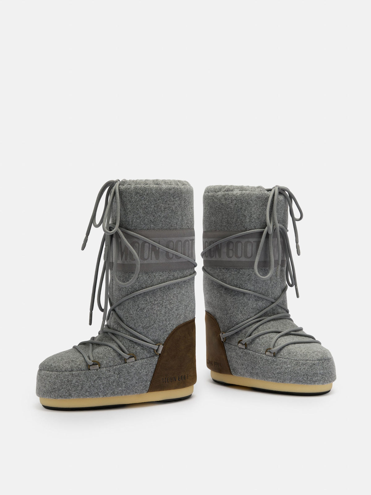 Moon Boot ICON Nubuck GRAY & Brown FELT Boots