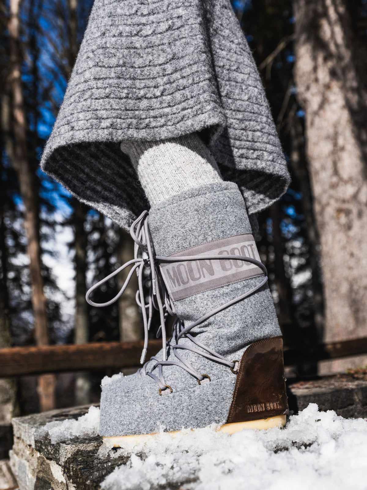 Moon Boot ICON Nubuck GRAY & Brown FELT Boots