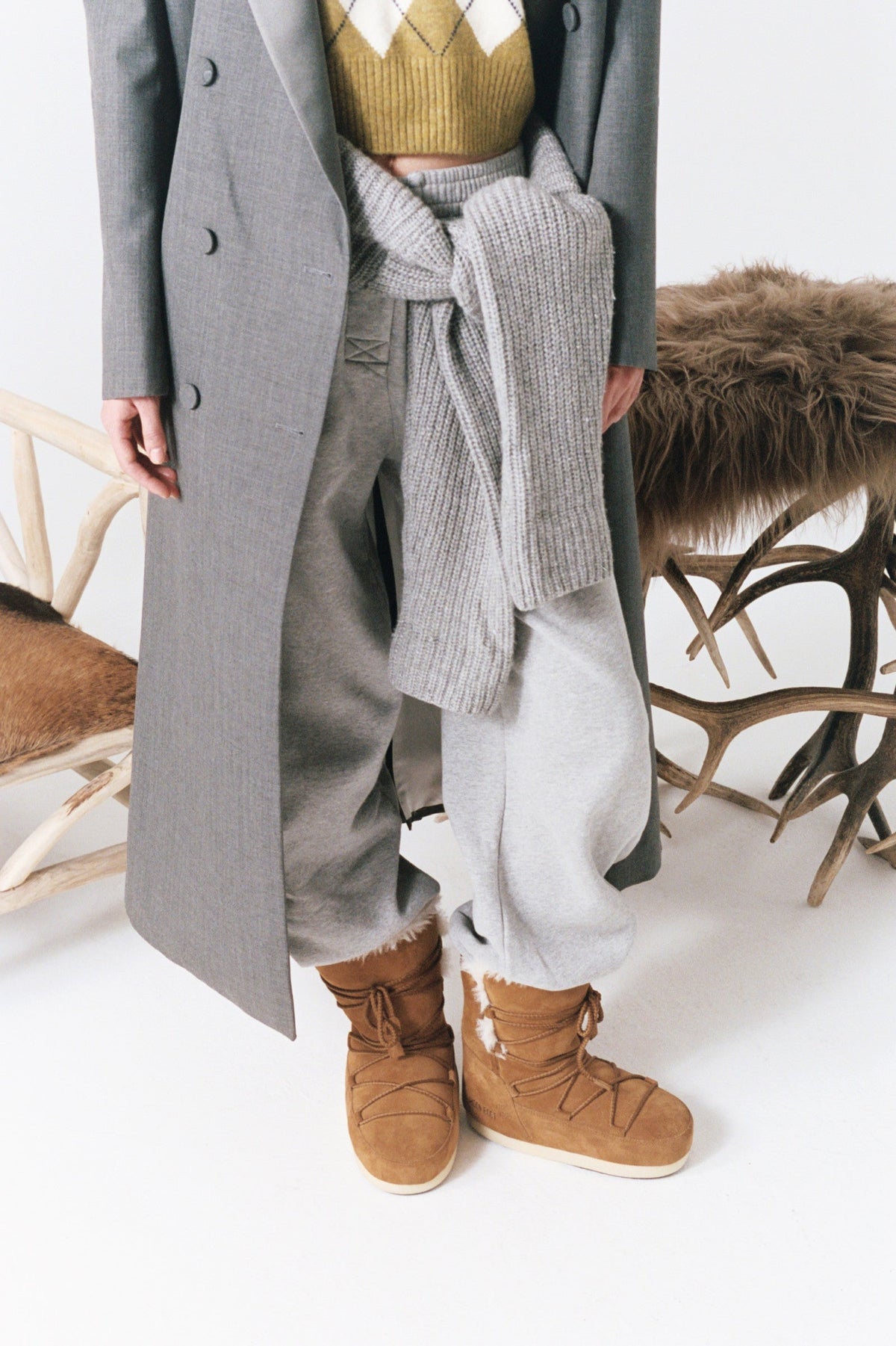 Moon Boot EVX Brown Suede & Shearling Boots