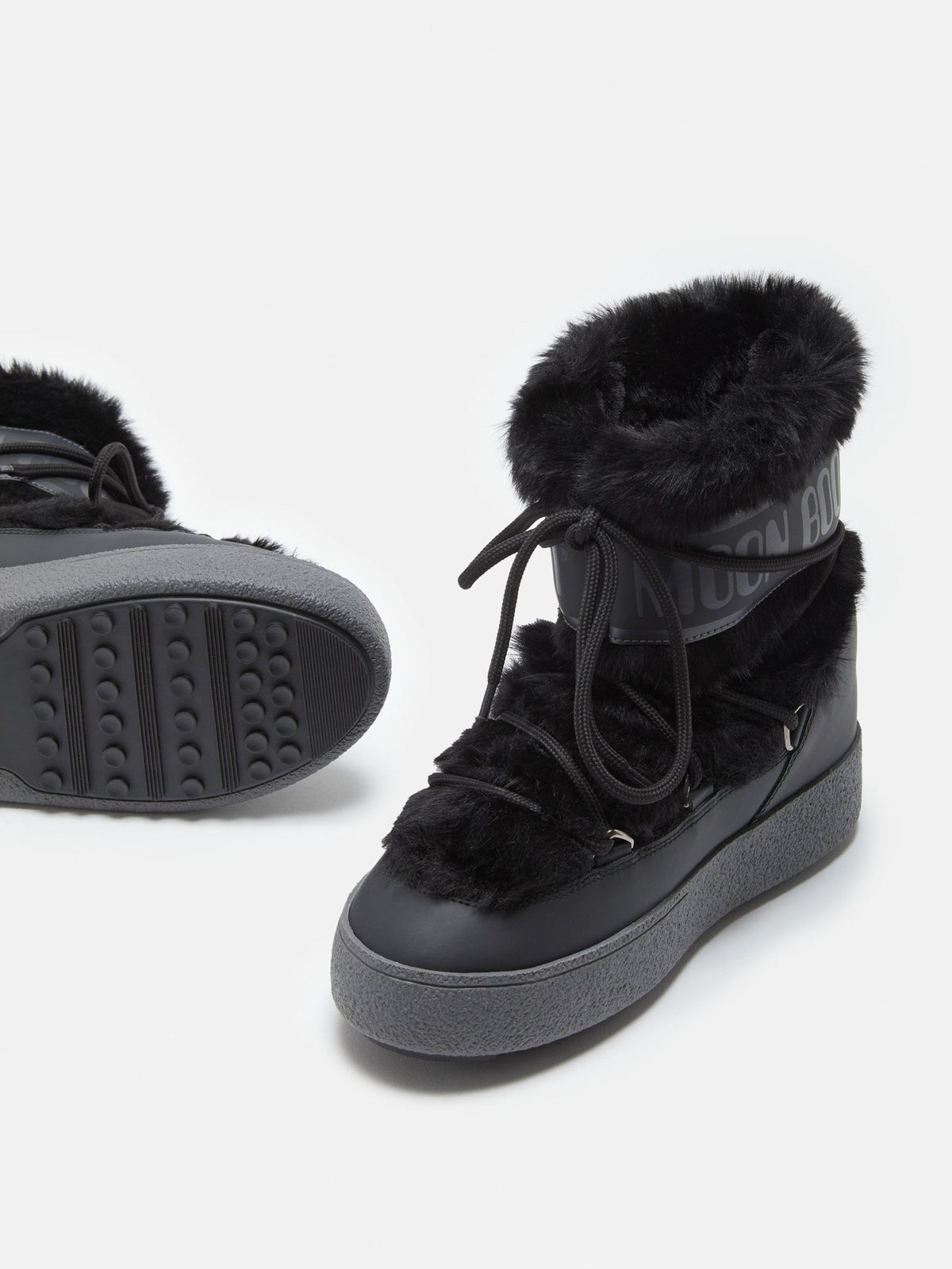Moon Boot Ltrack LOW Black FAUX-FUR Boots