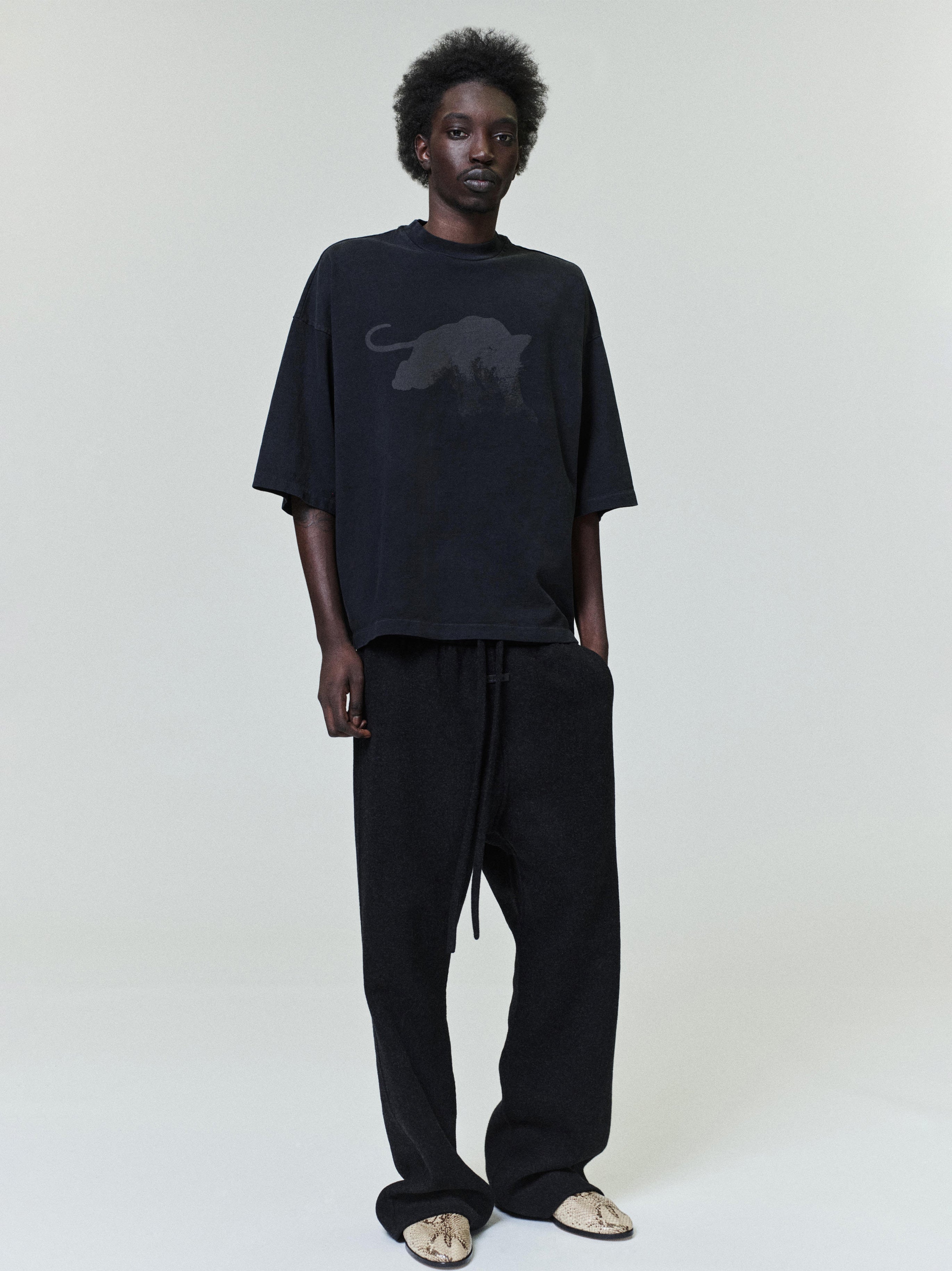 Essentials Snakeskin Embossed Slide Oat