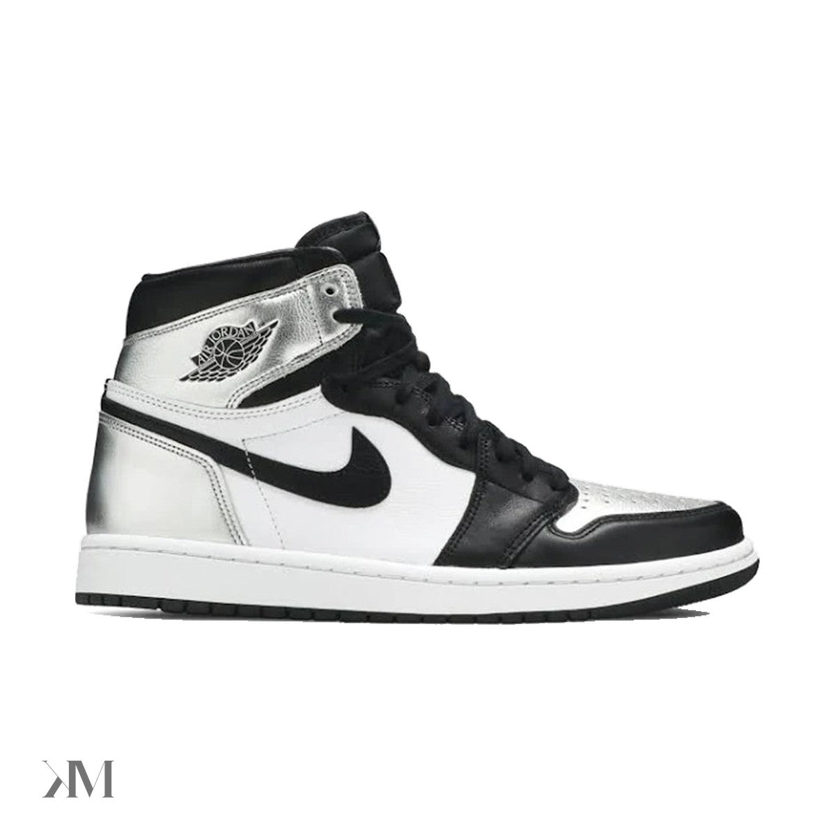 Women's Air Jordan 1 Retro High OG Silver Toe, side profile